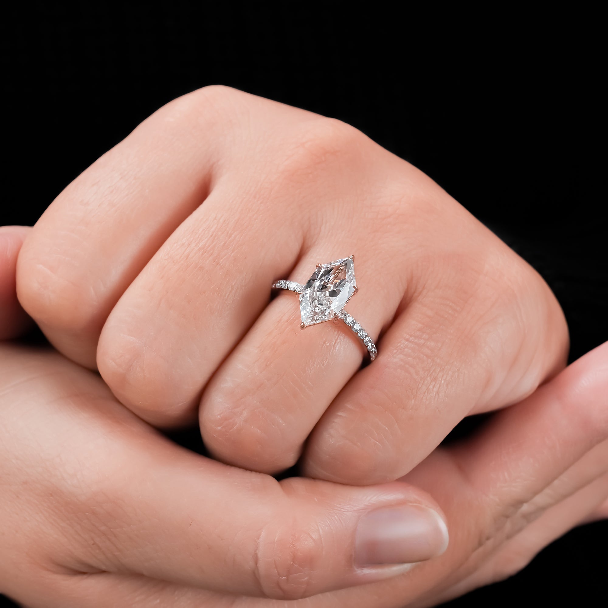 Dutch Marquise Solitaire Pavé Ring
