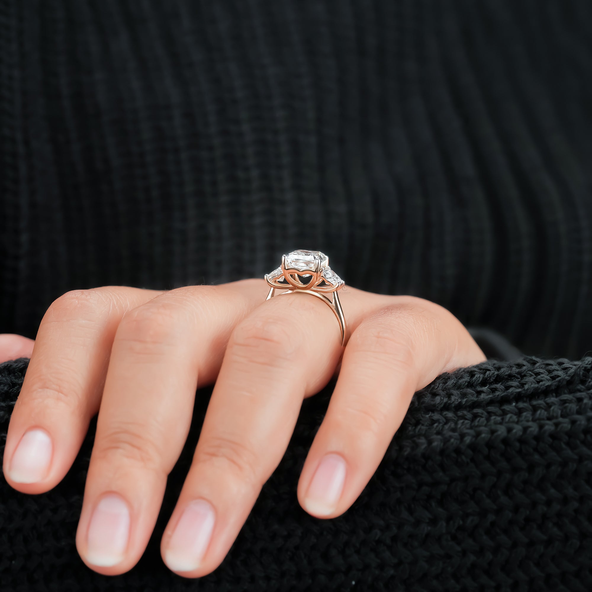 Radiant Trapezoid Nature Leaf Ring