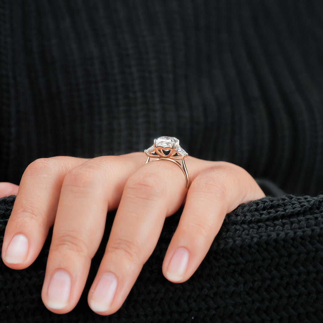 Radiant Trapezoid Nature Leaf Ring