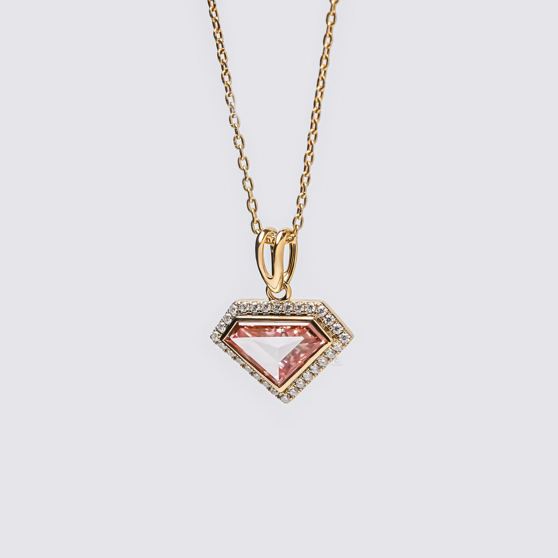 2.5 Ct Pink Shield Diamond Necklace