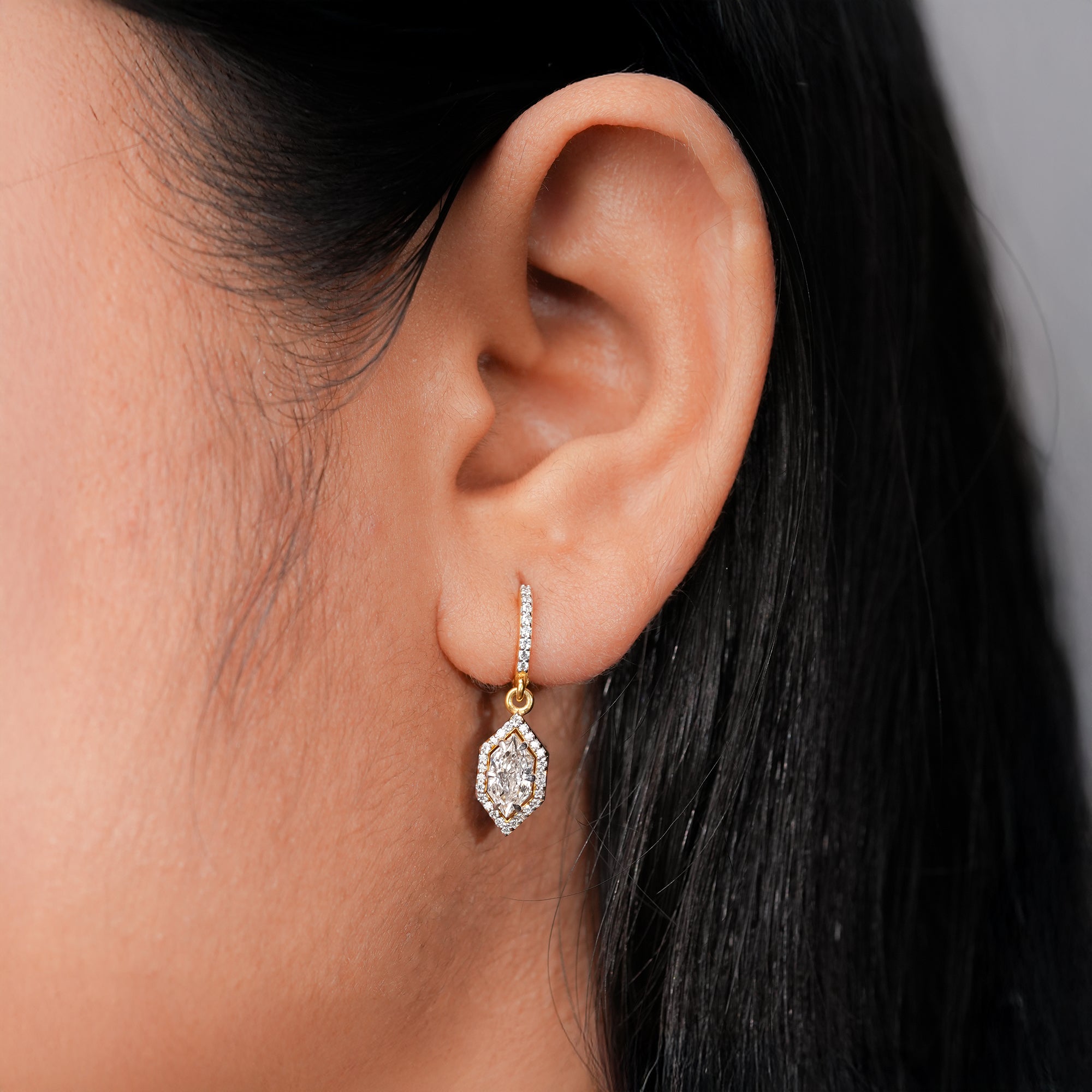 Double Teardrop Marquise Diamond Dangle Earrings