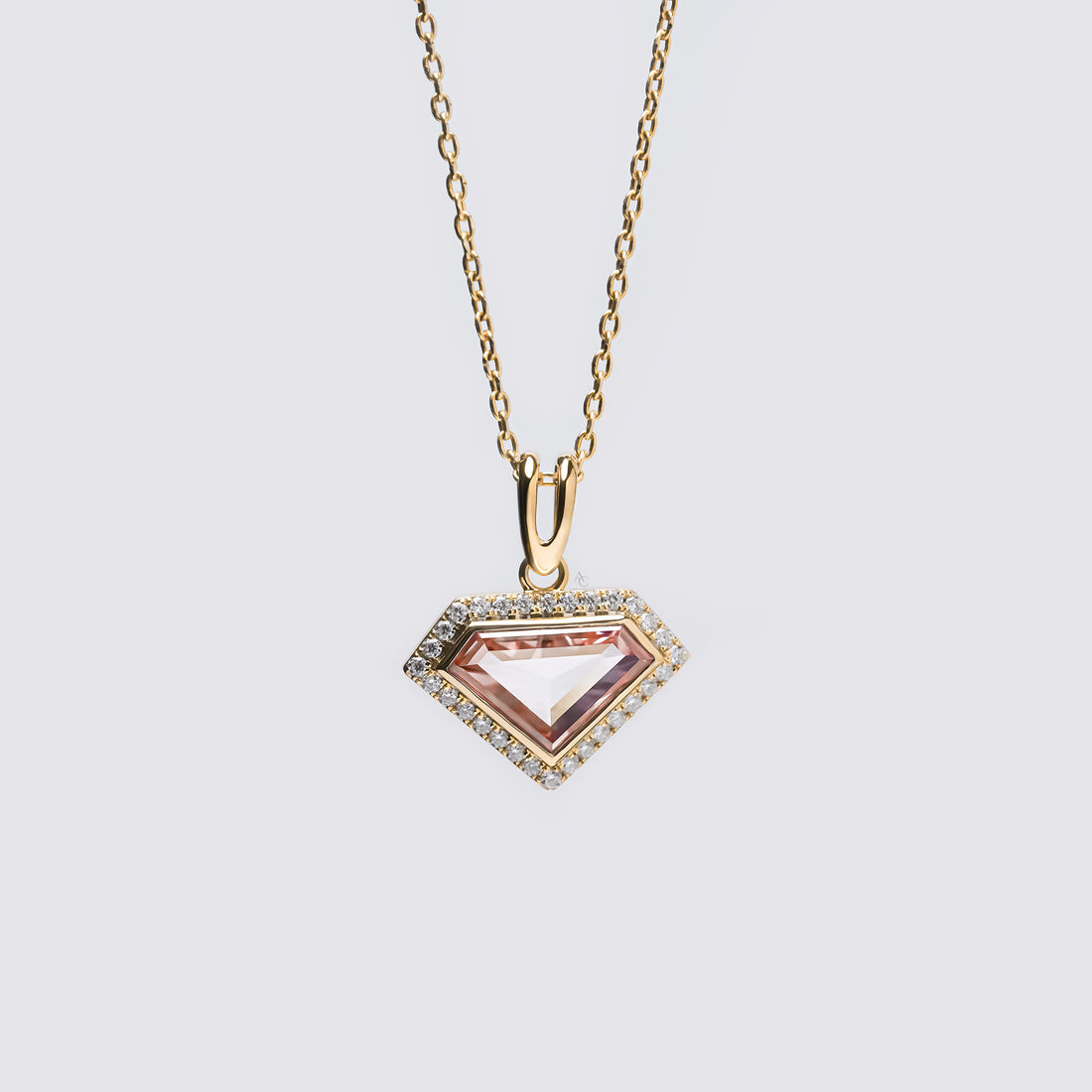 2.5 Ct Pink Shield Diamond Necklace