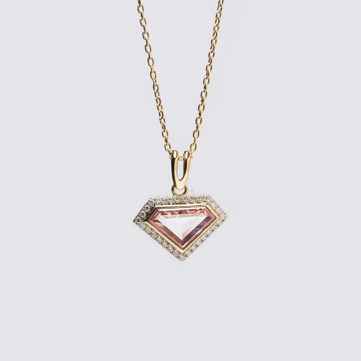 2.5 Ct Pink Shield Diamond Necklace