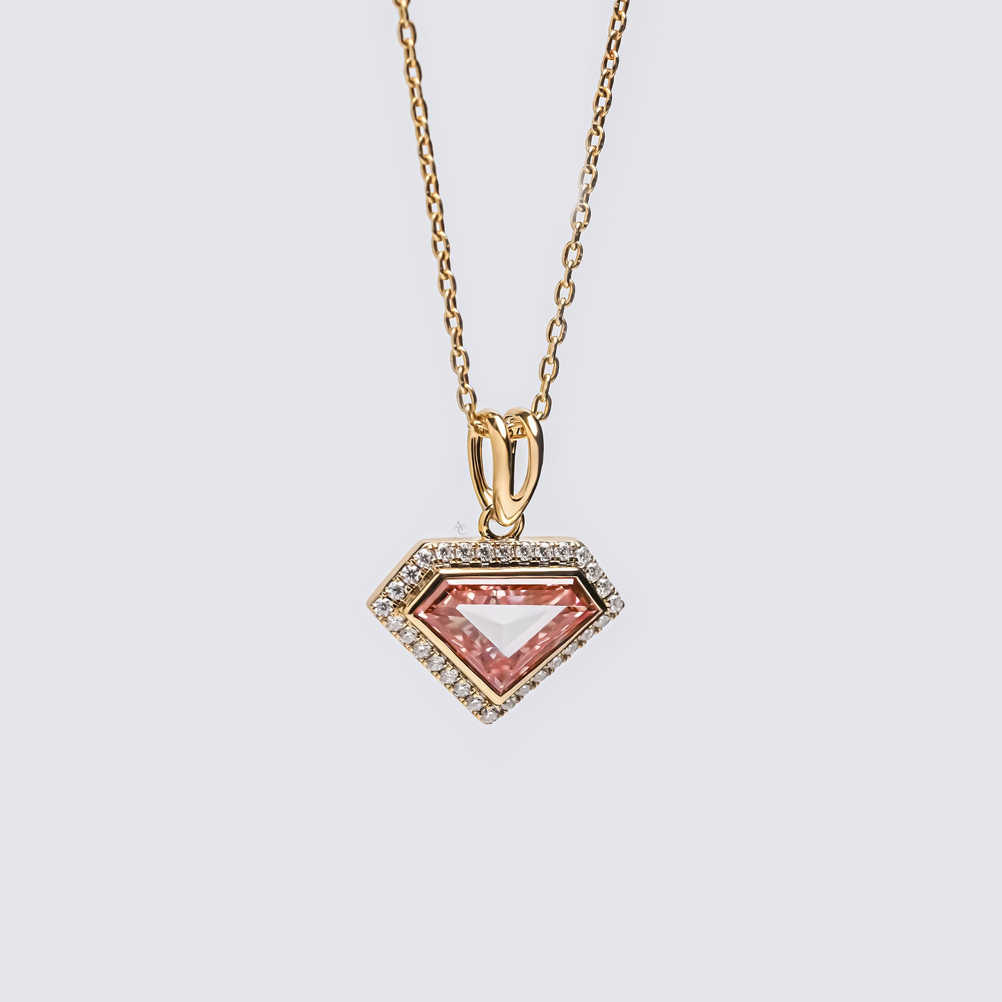 2.5 Ct Pink Shield Diamond Necklace