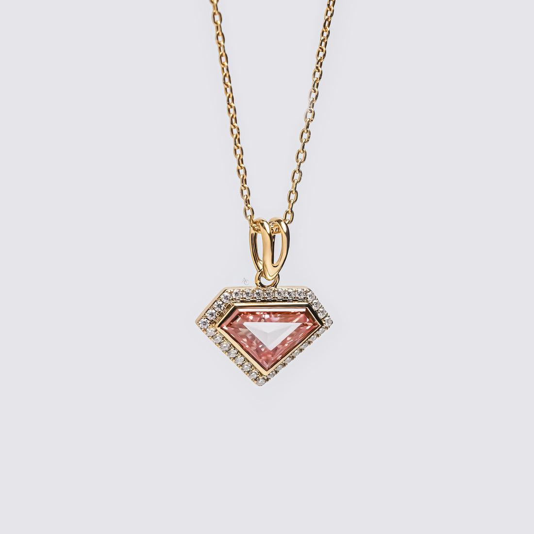 2.5 Ct Pink Shield Diamond Necklace