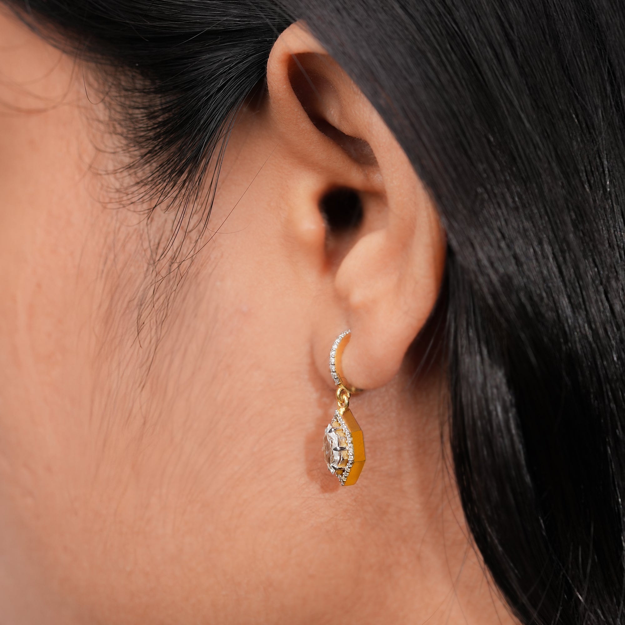 Double Teardrop Marquise Diamond Dangle Earrings