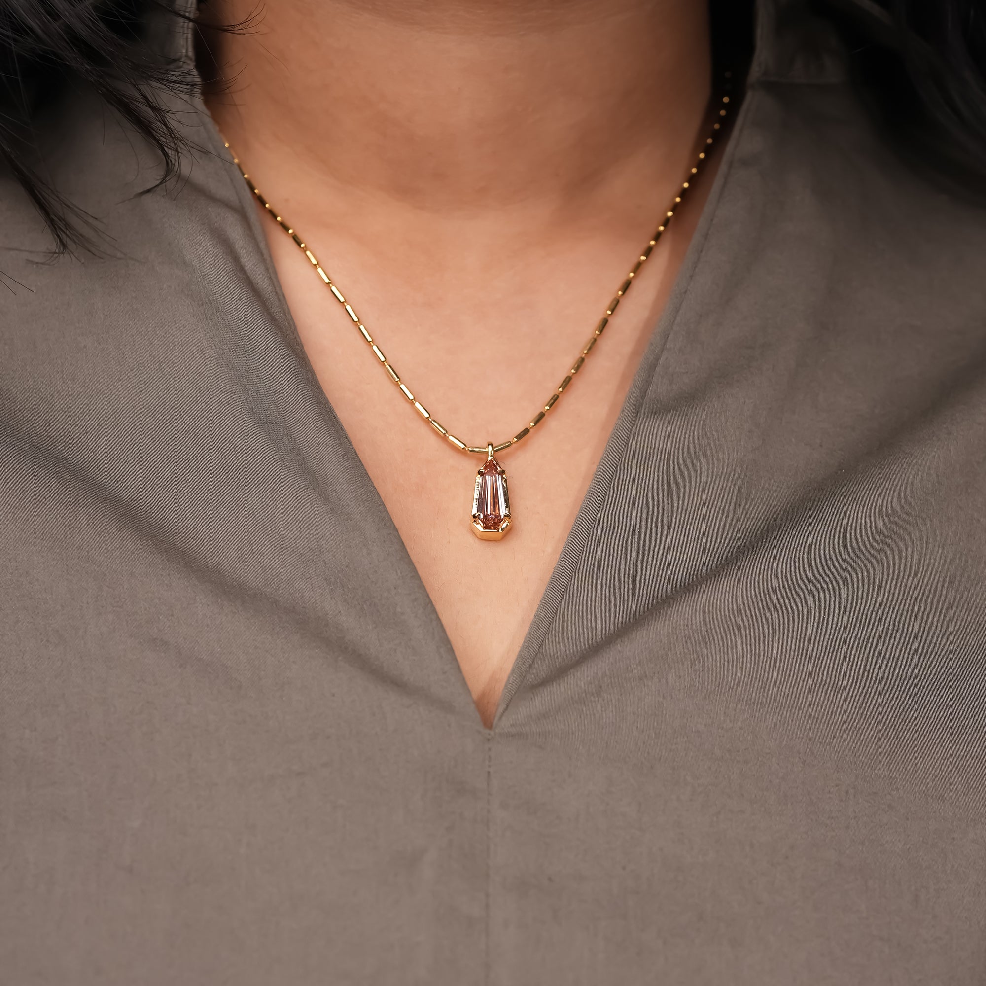 2.50 Ct Champagne Geometric Diamond Pendant