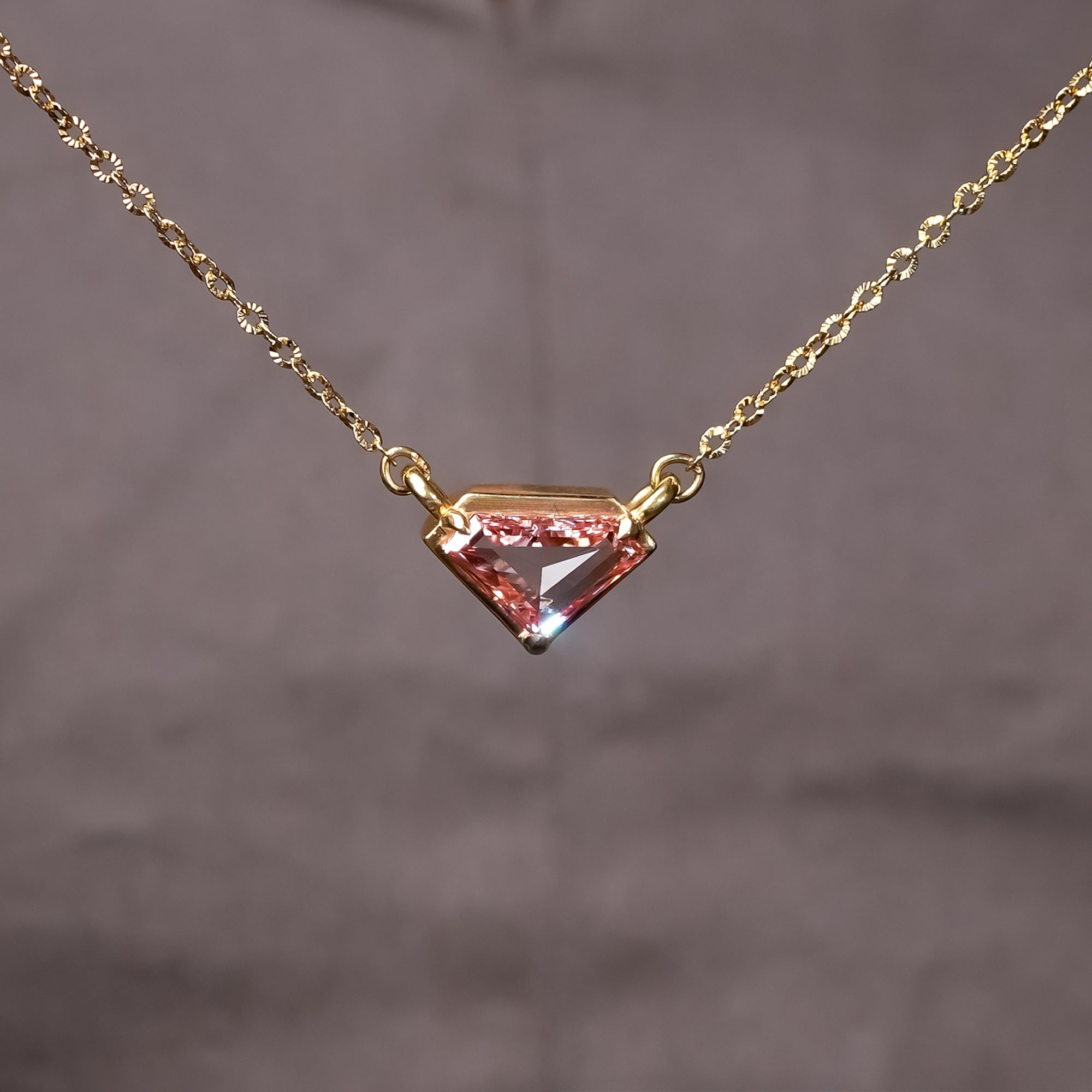 2.5 Ct Prada Pink Shield Diamond Necklace