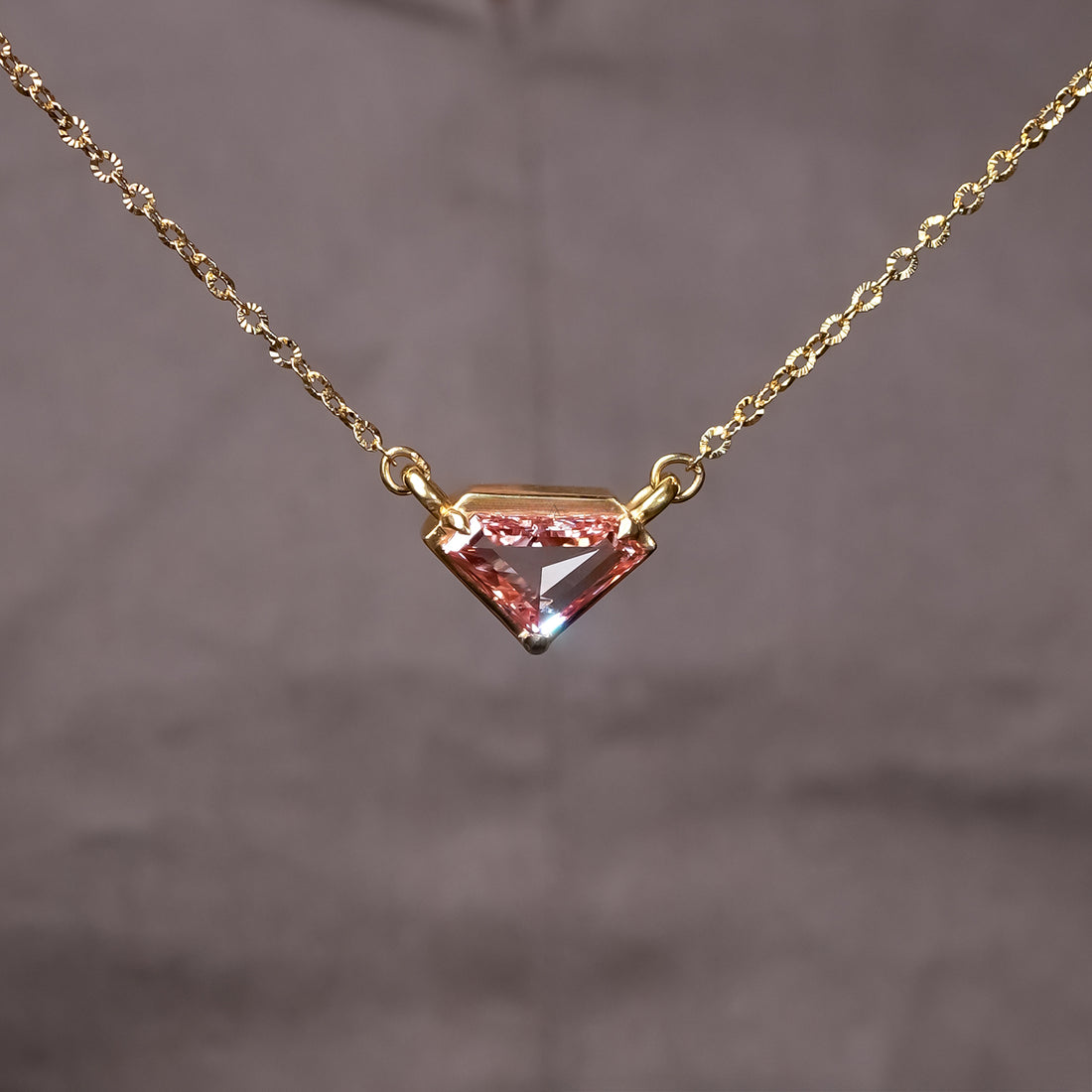 2.5 Ct Prada Pink Shield Diamond Necklace