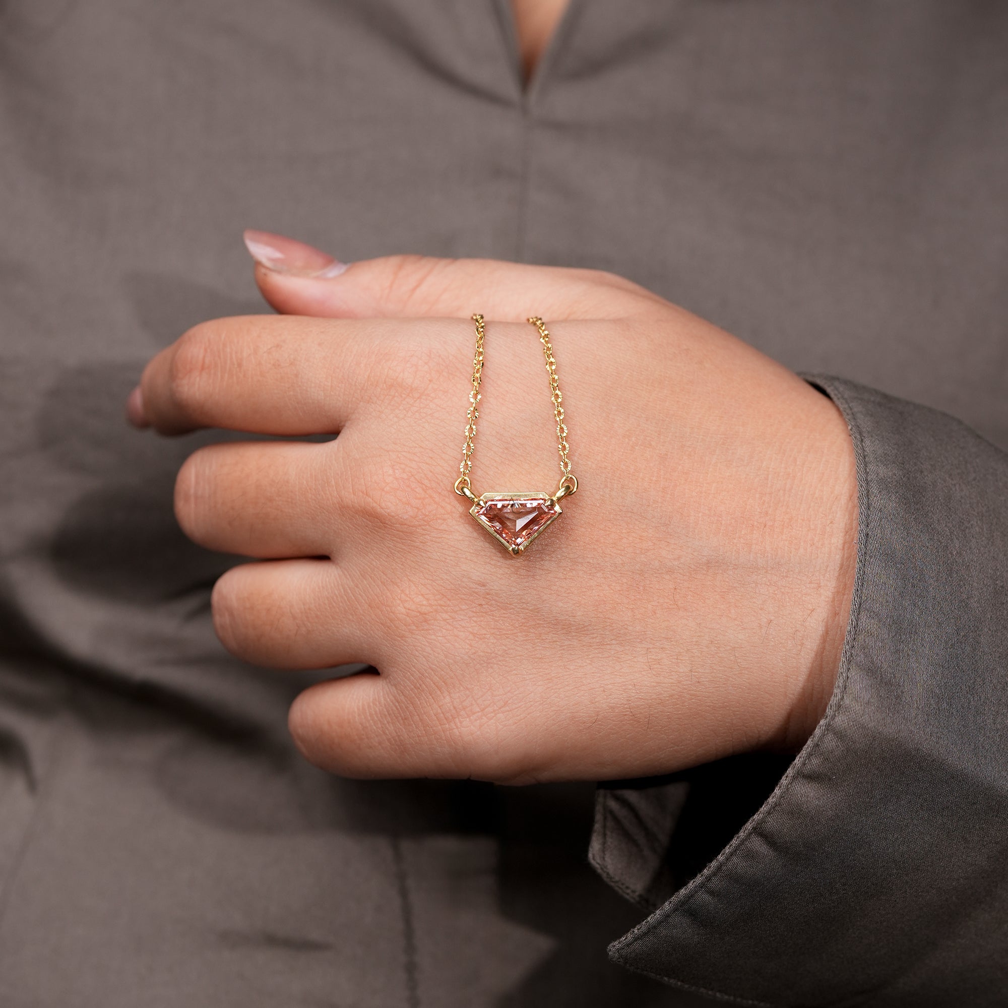 2.5 Ct Prada Pink Shield Diamond Necklace
