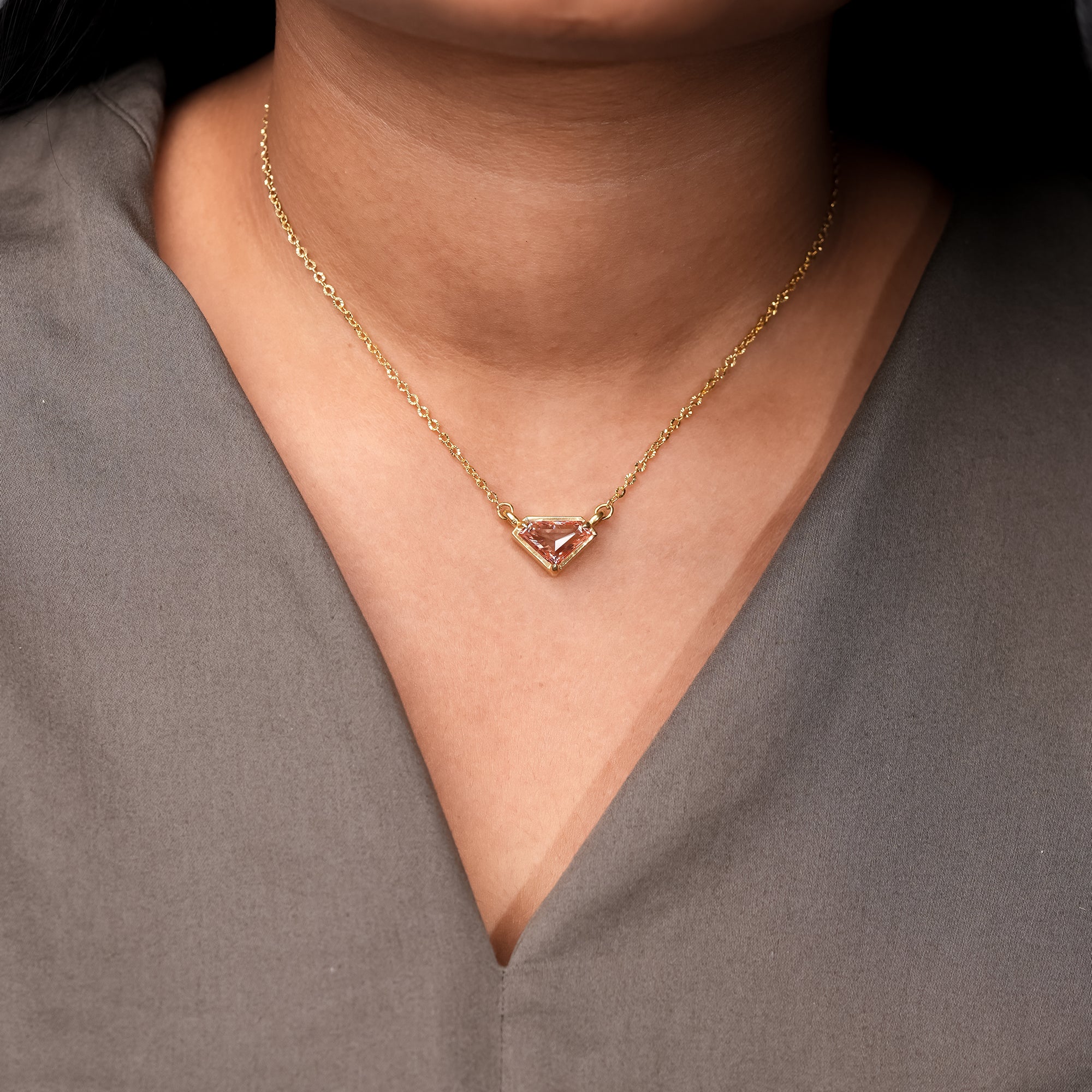 2.5 Ct Prada Pink Shield Diamond Necklace