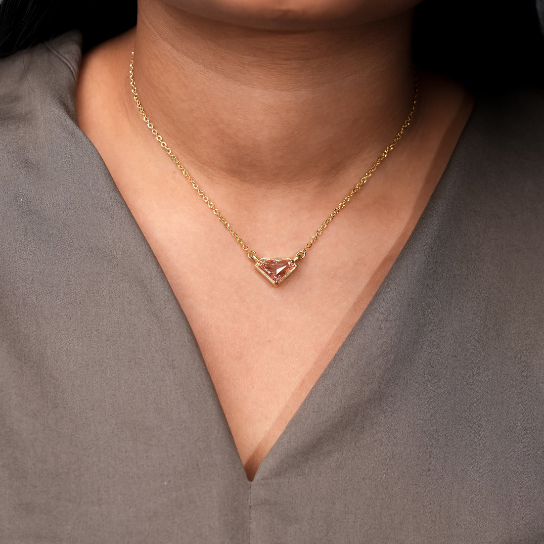 2.5 Ct Prada Pink Shield Diamond Necklace
