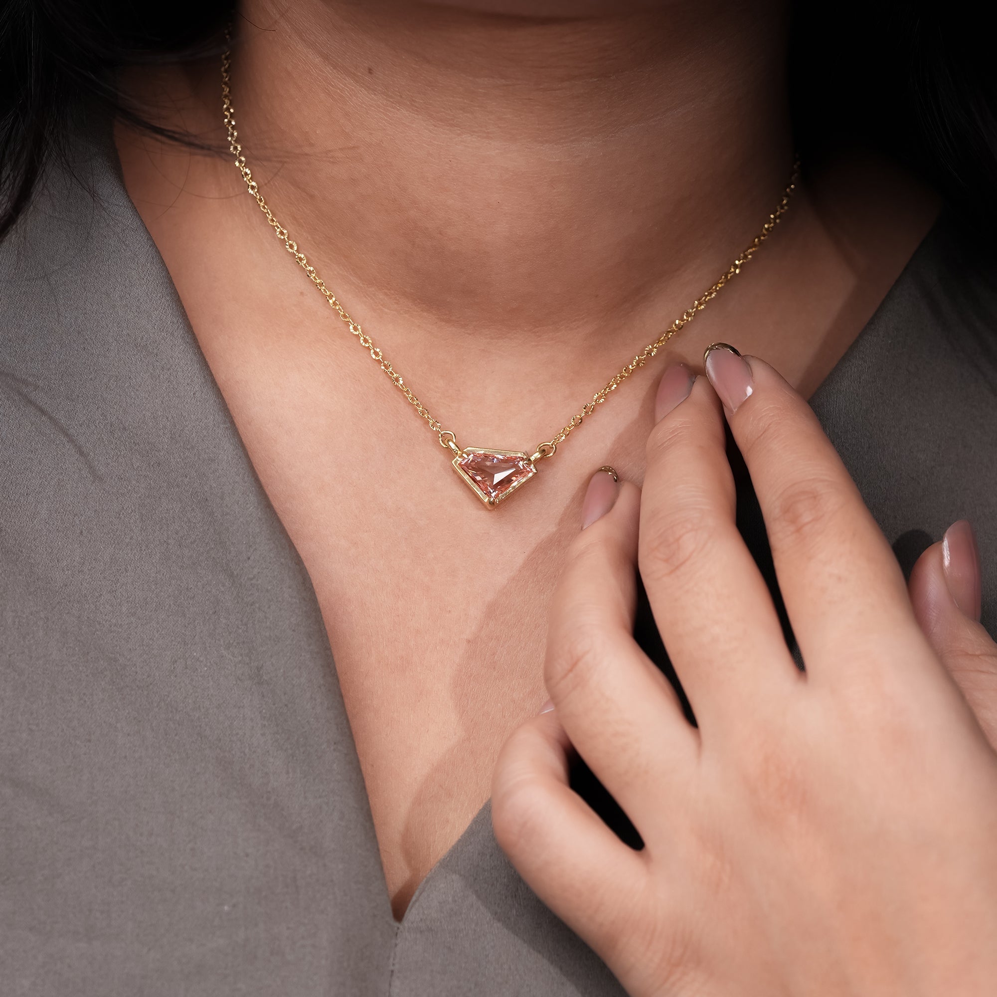2.5 Ct Prada Pink Shield Diamond Necklace