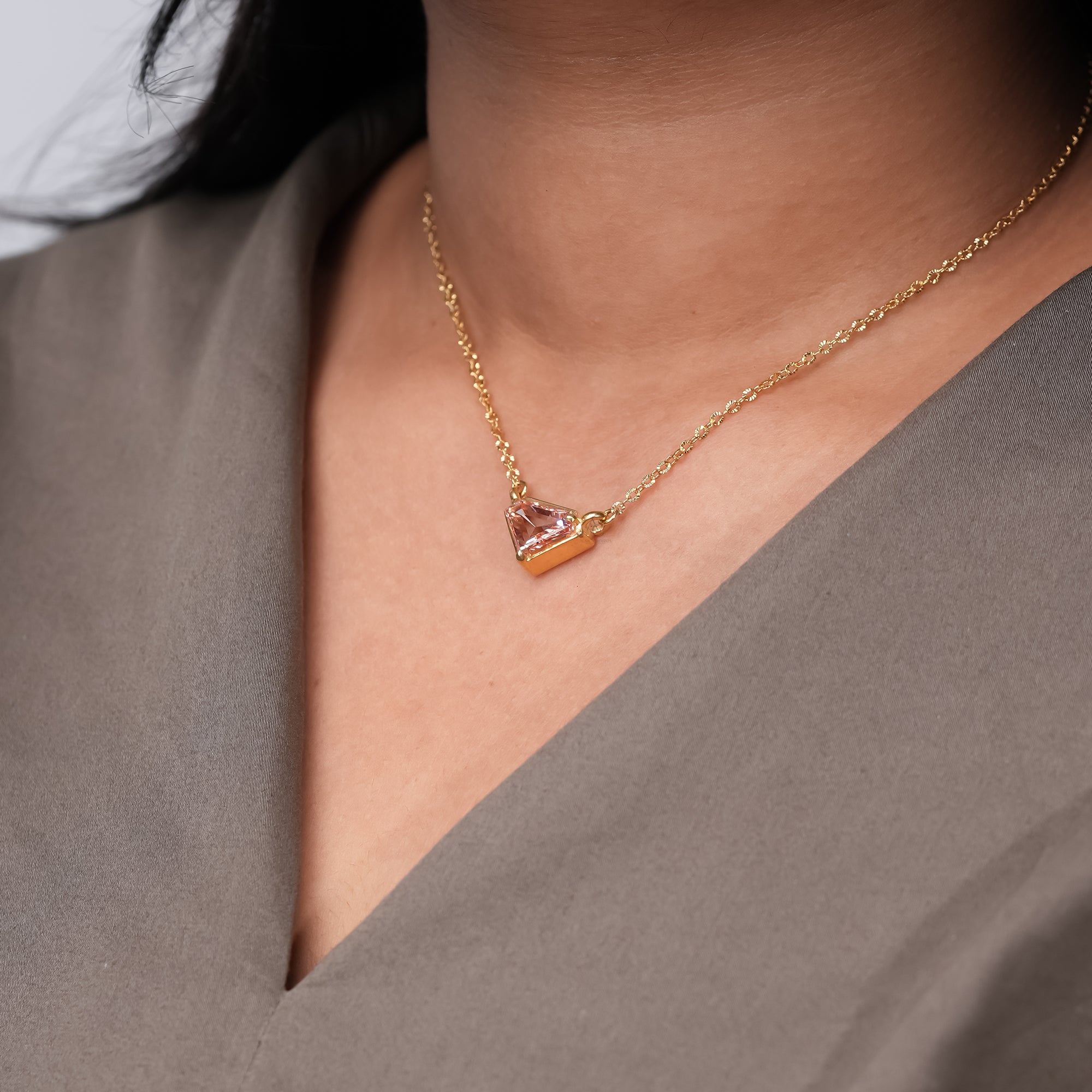 2.5 Ct Prada Pink Shield Diamond Necklace