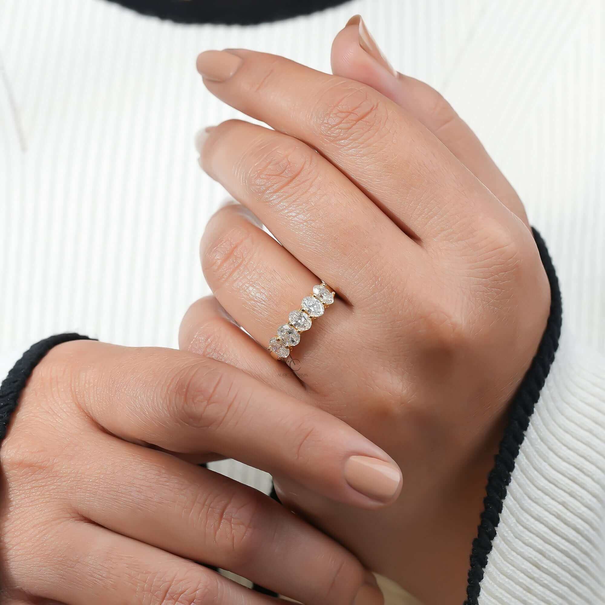 Aurelia Oval Cut Diamond Band in Stackable Gold Design