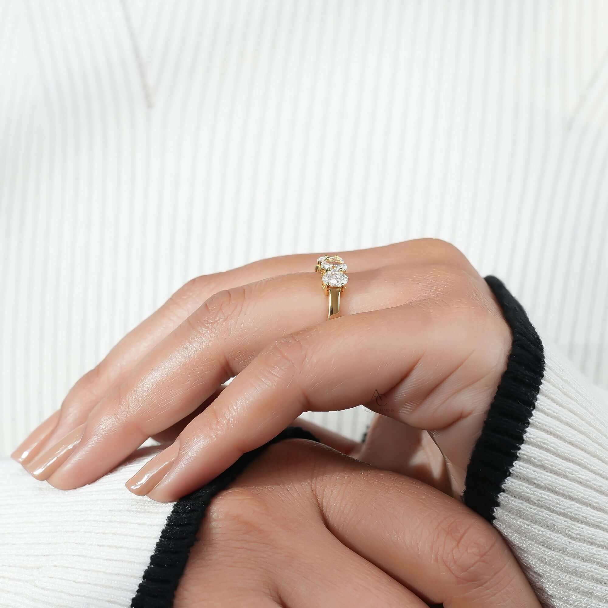 Aurelia Oval Cut Diamond Band in Stackable Gold Design