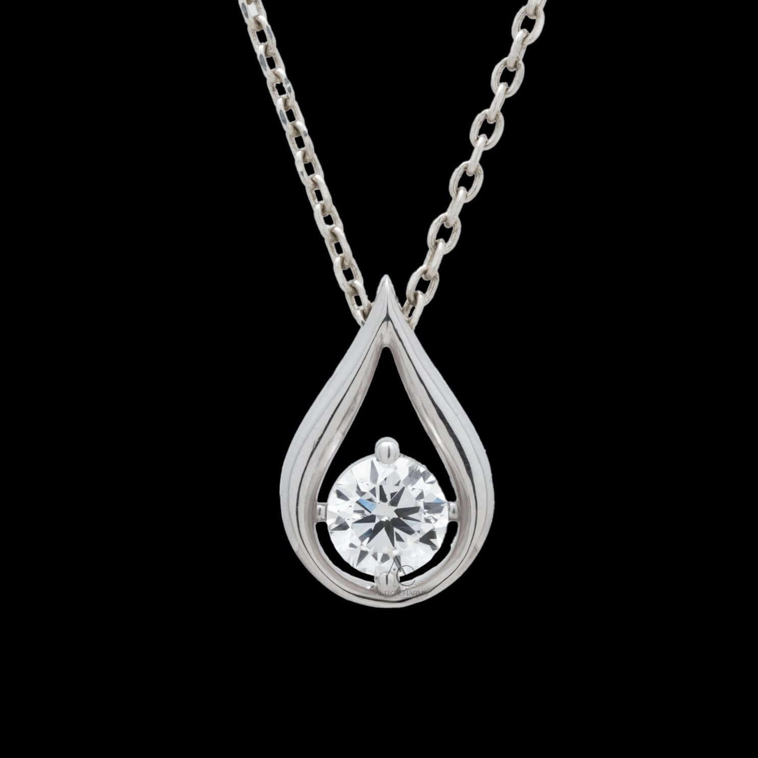 Giselle Teardrop Solitaire Diamond Pendant Necklace