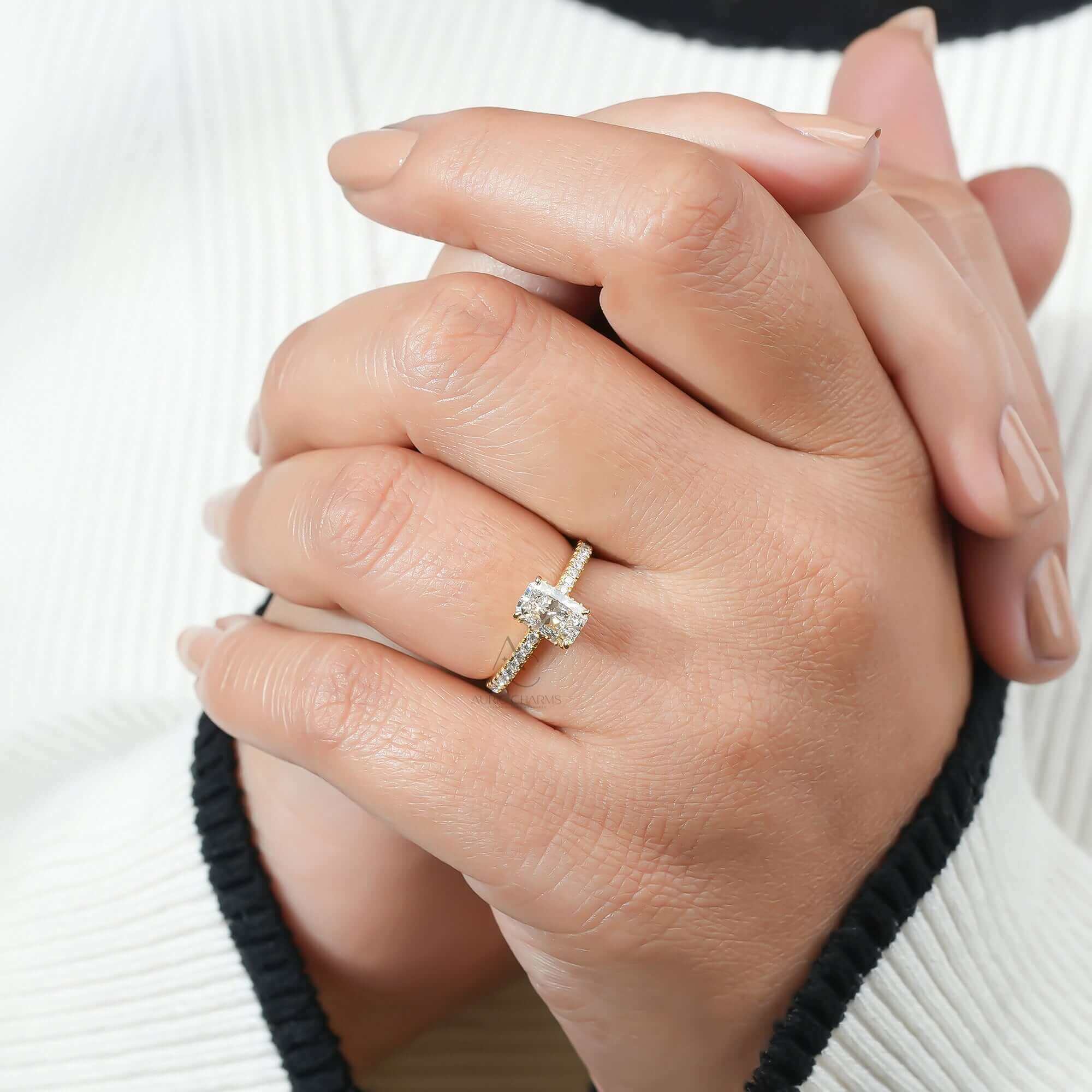 Golden Glint Radiant Cut Diamond Ring