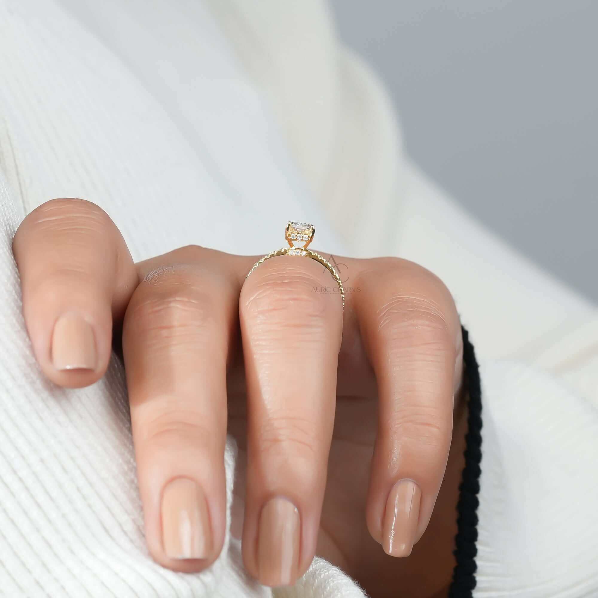 Golden Glint Radiant Cut Diamond Ring