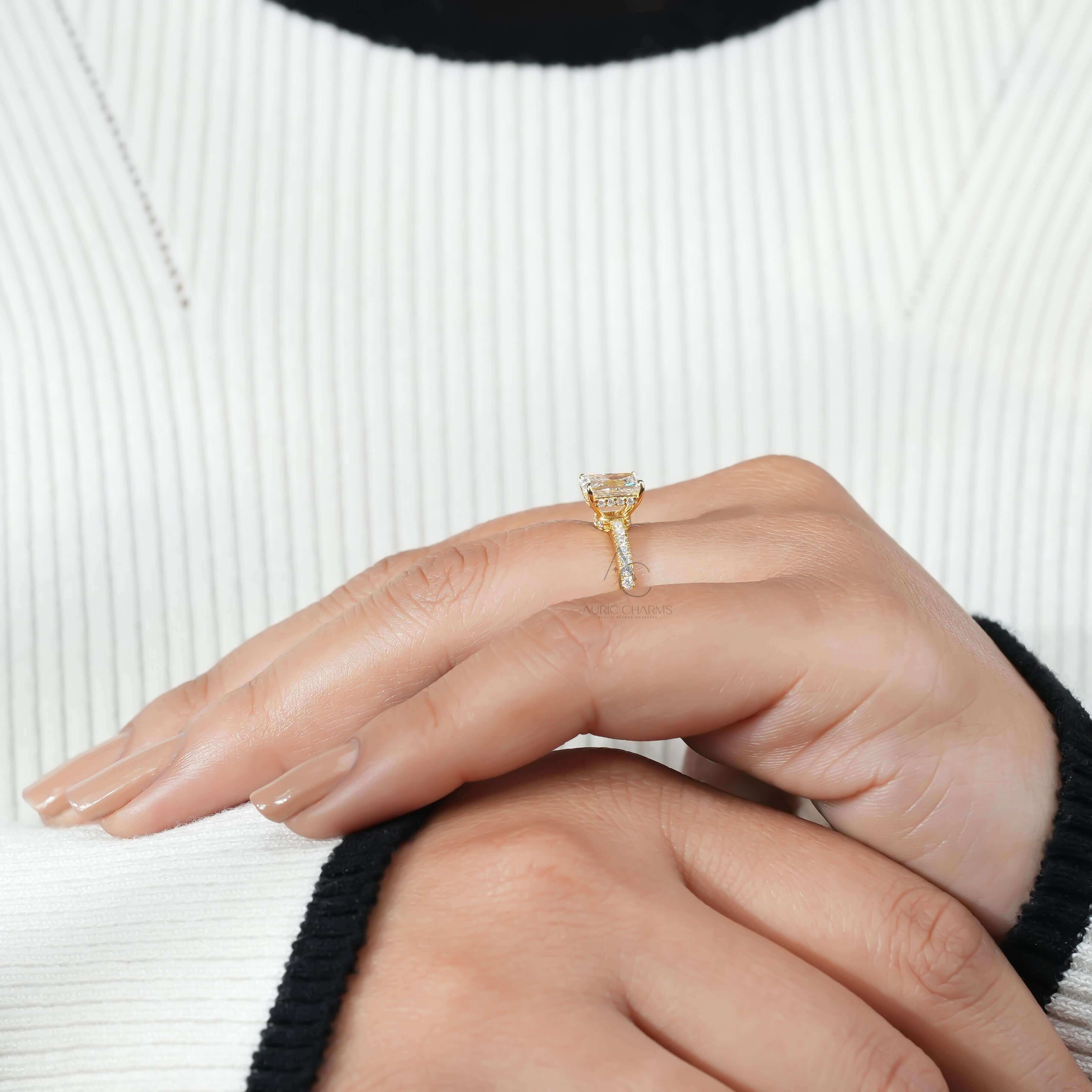 Golden Glint Radiant Cut Diamond Ring