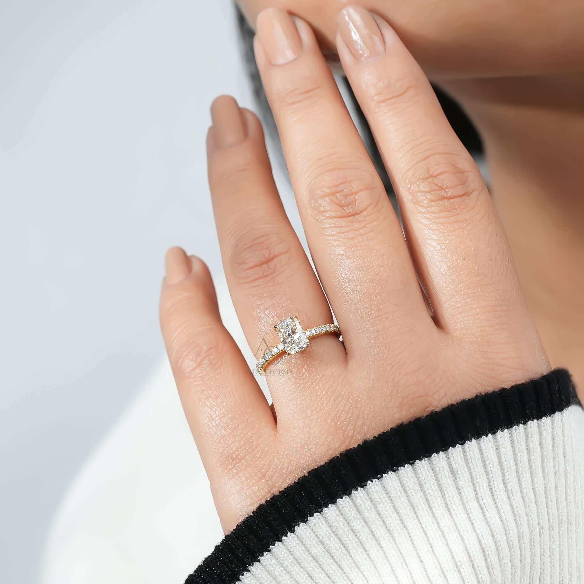 Golden Glint Radiant Cut Diamond Ring