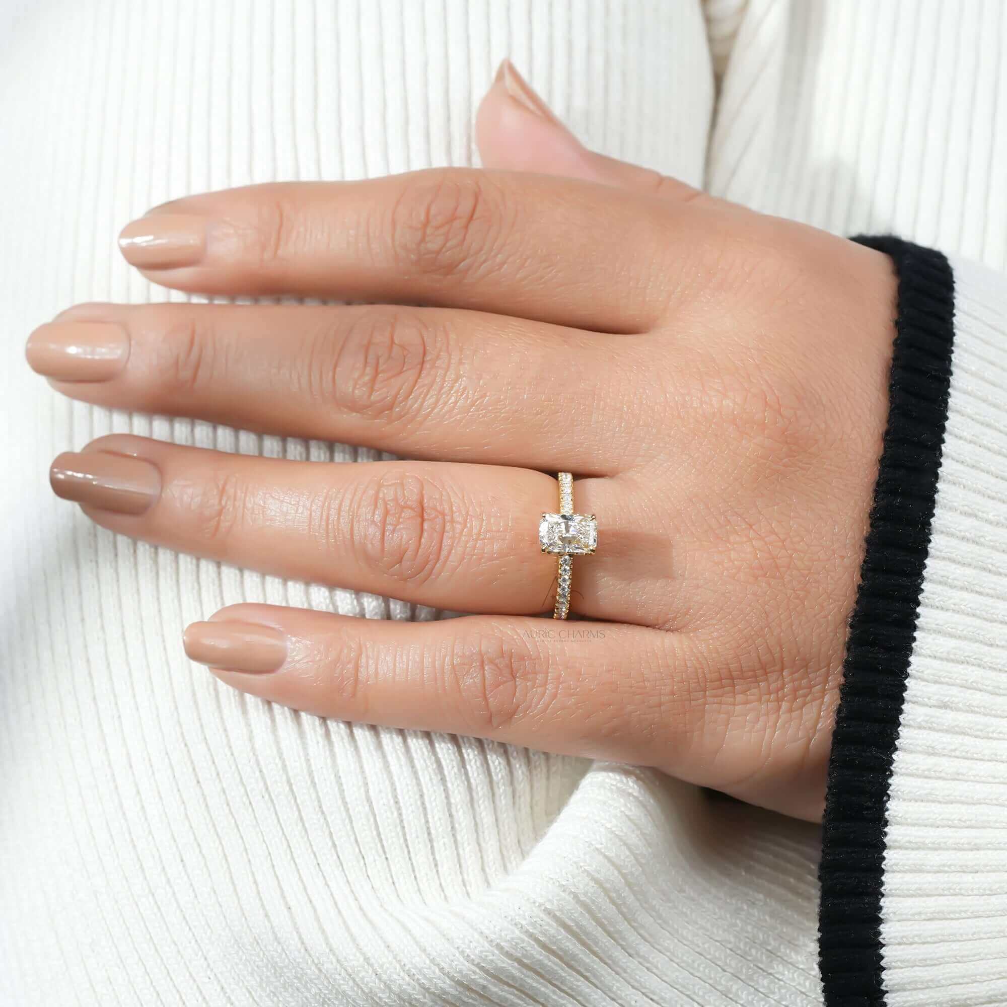 Golden Glint Radiant Cut Diamond Ring