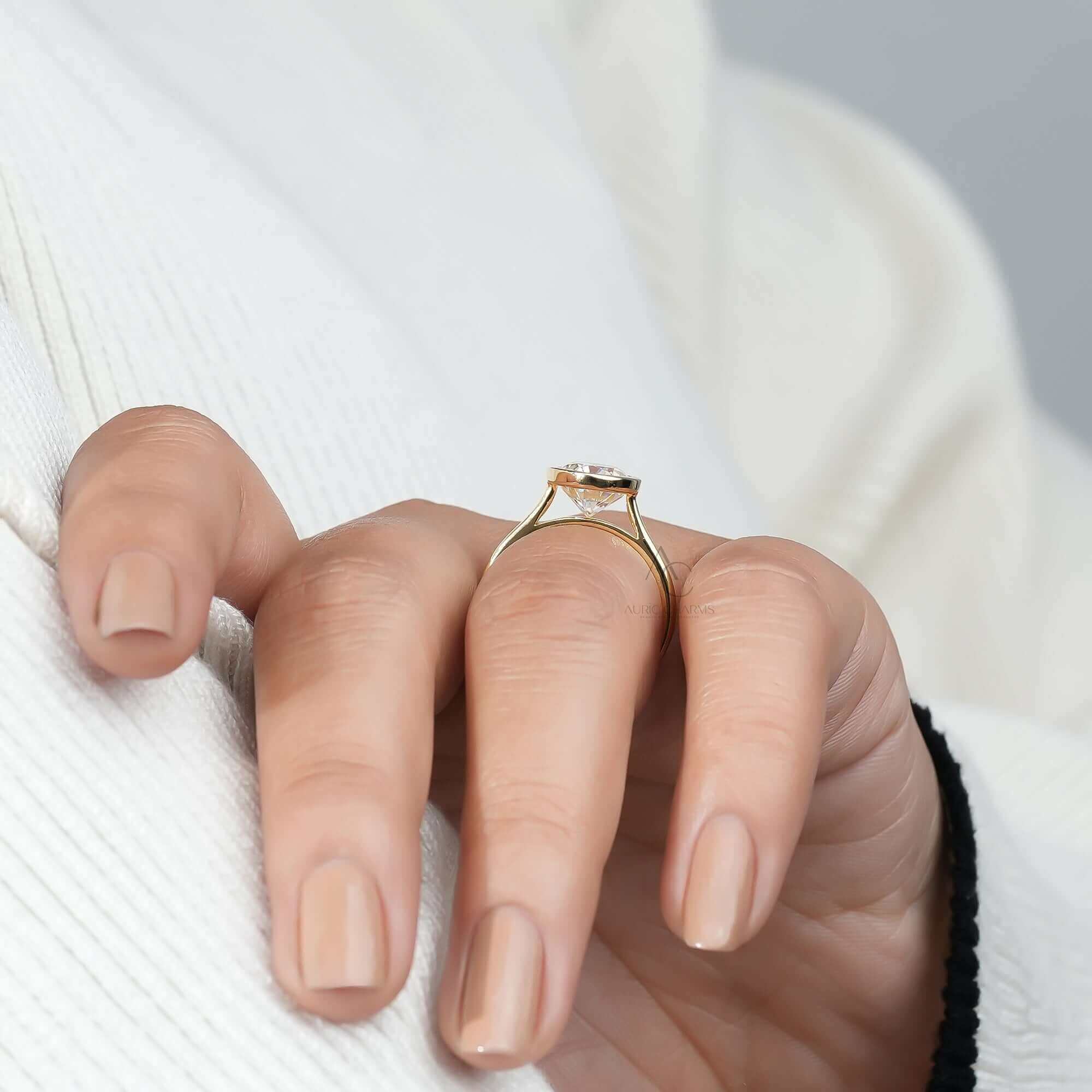 Hathaway Oval Bezel Set Lab Diamond Solitaire Ring