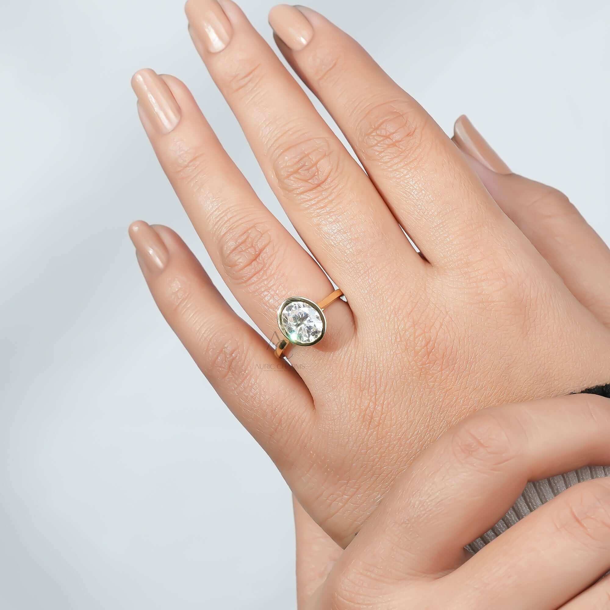 Hathaway Oval Bezel Set Lab Diamond Solitaire Ring