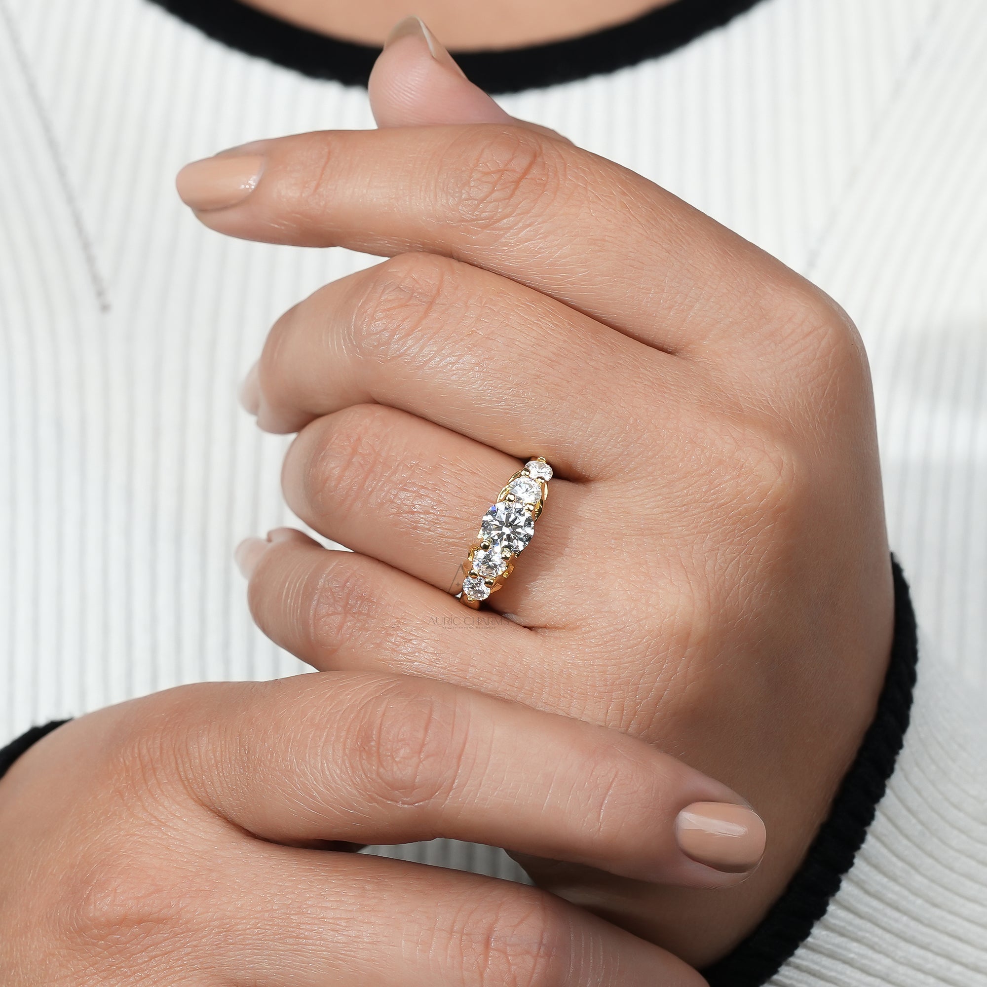 Elaria Five-Stone Brilliant Lab Diamond Ring