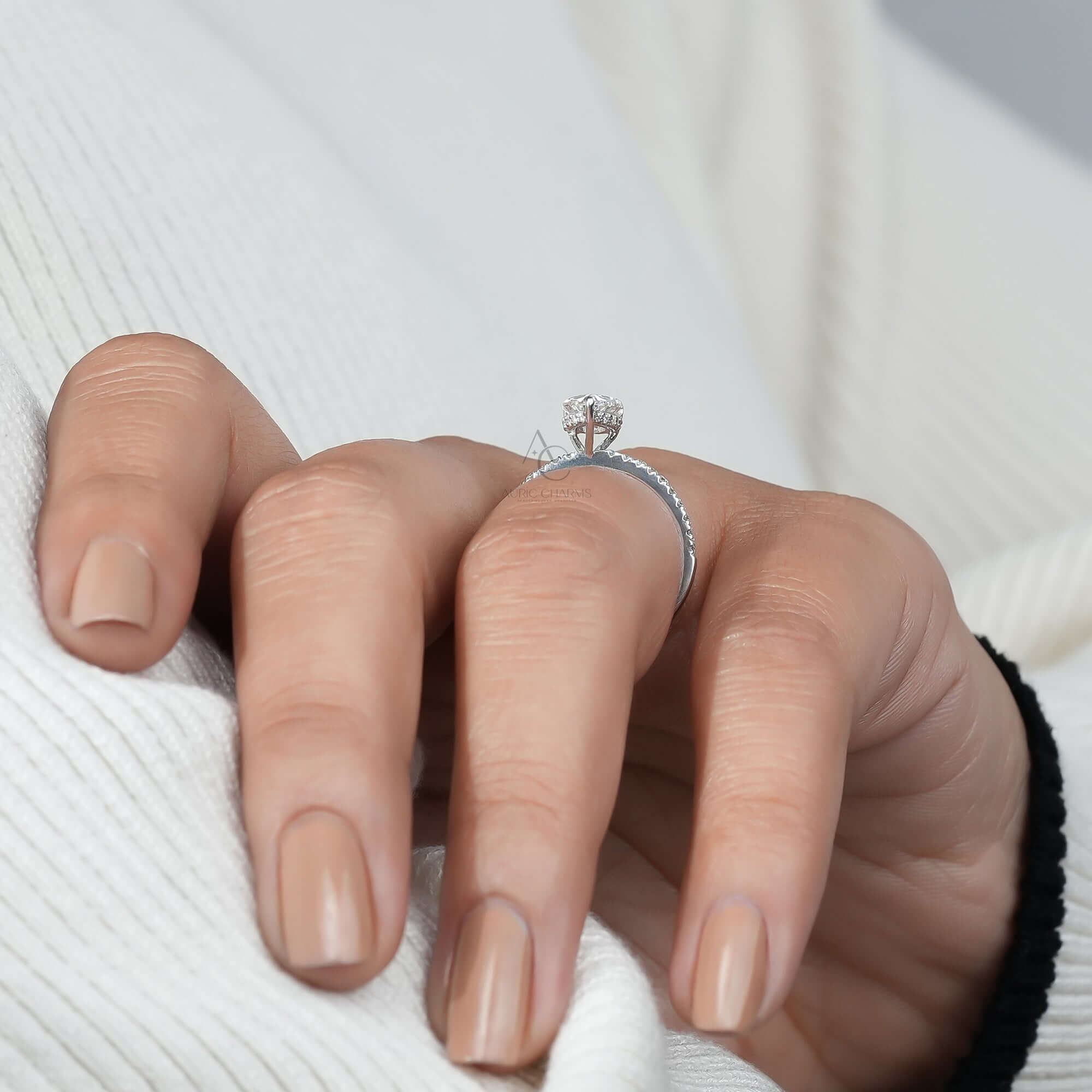 Seraphina Pear Pavé Lab‑Grown Diamond Ring