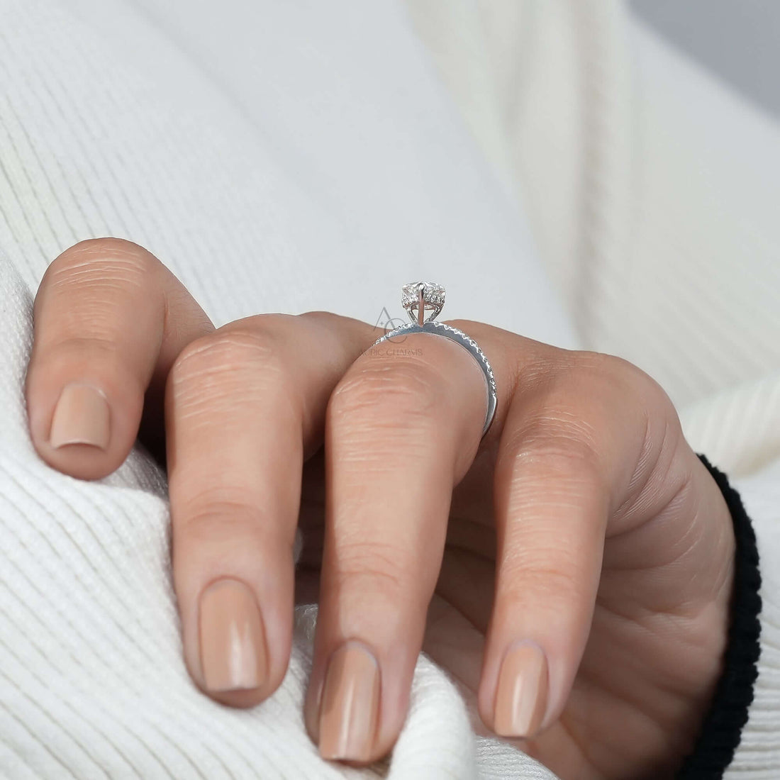 Seraphina Pear Pavé Lab‑Grown Diamond Ring