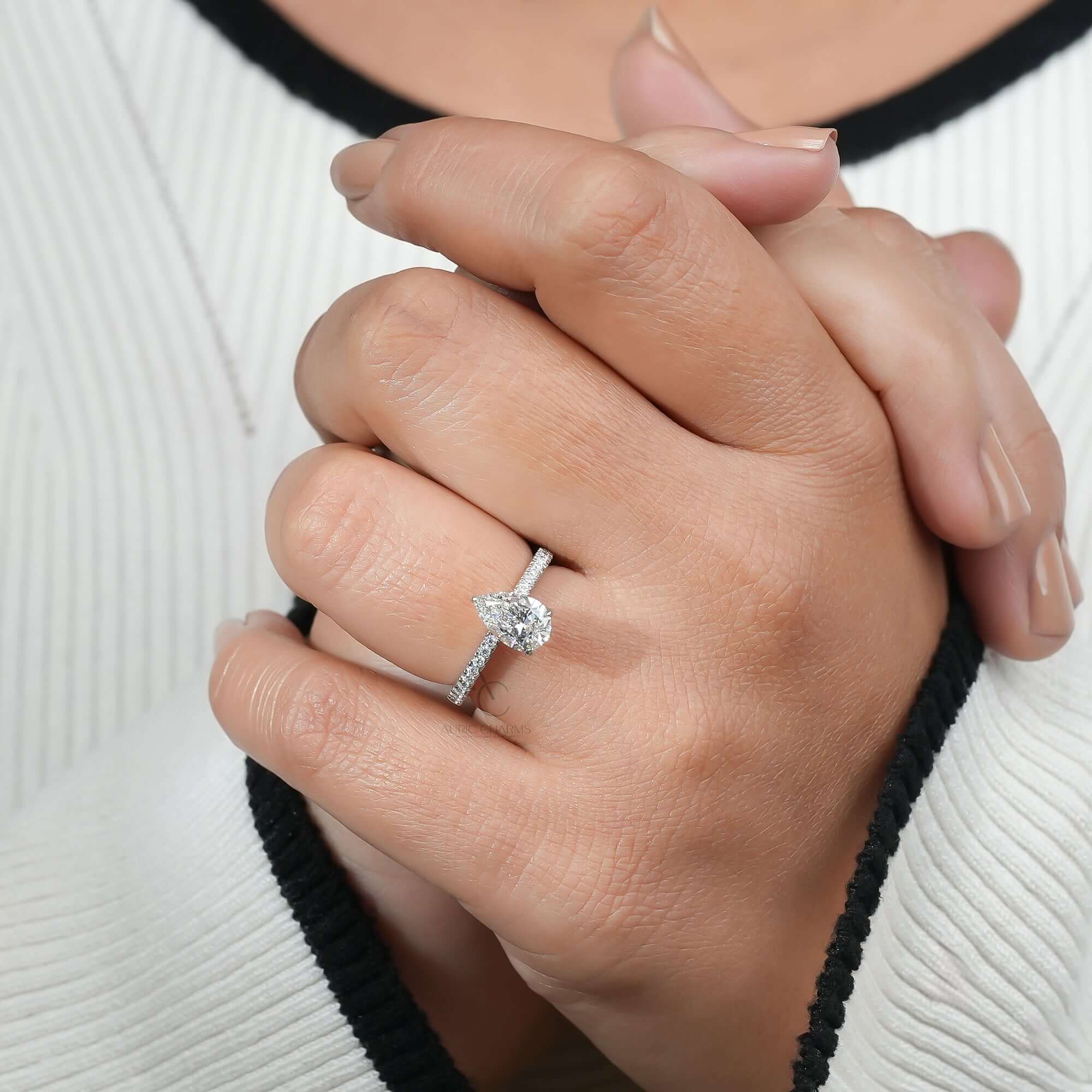 Seraphina Pear Pavé Lab‑Grown Diamond Ring