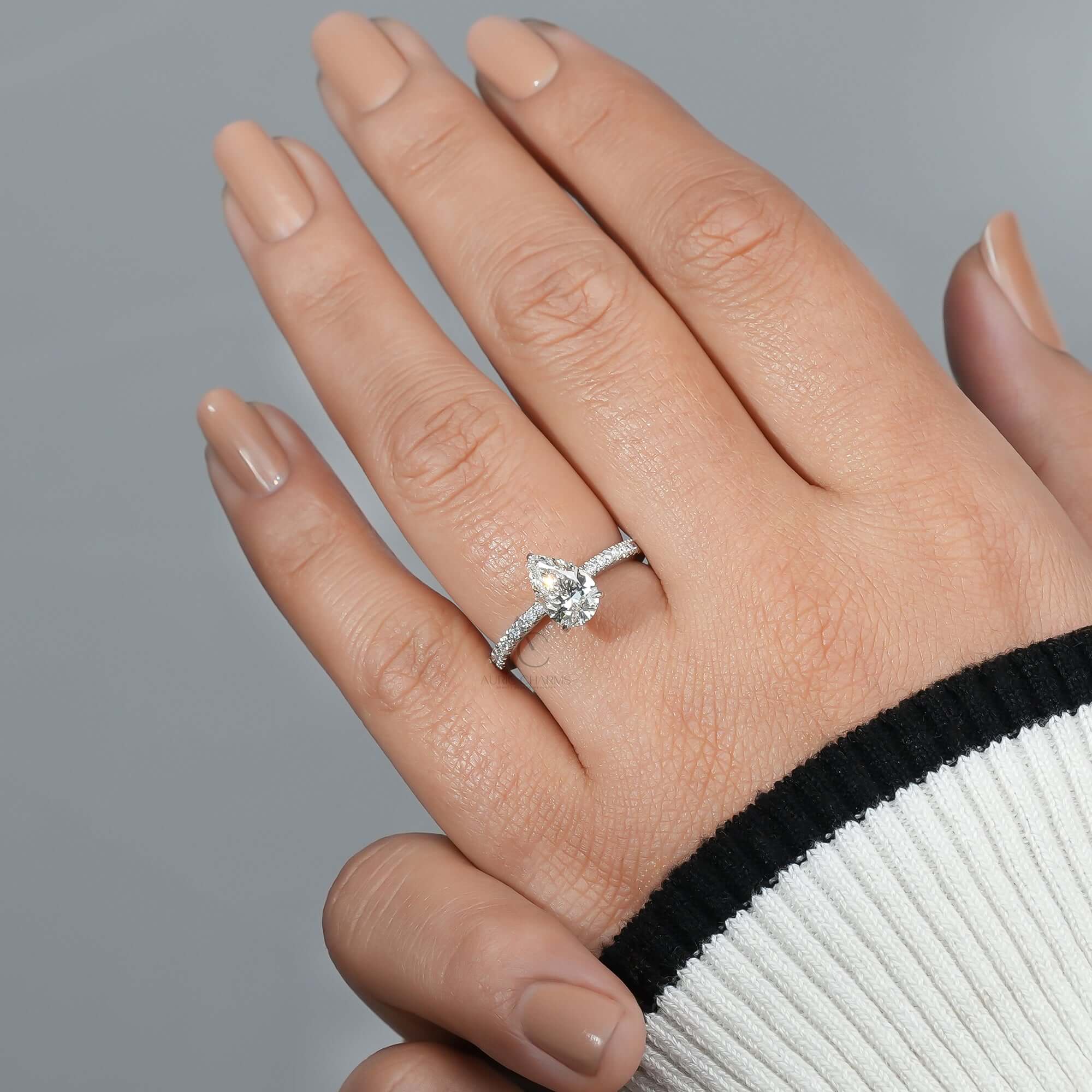 Seraphina Pear Pavé Lab‑Grown Diamond Ring