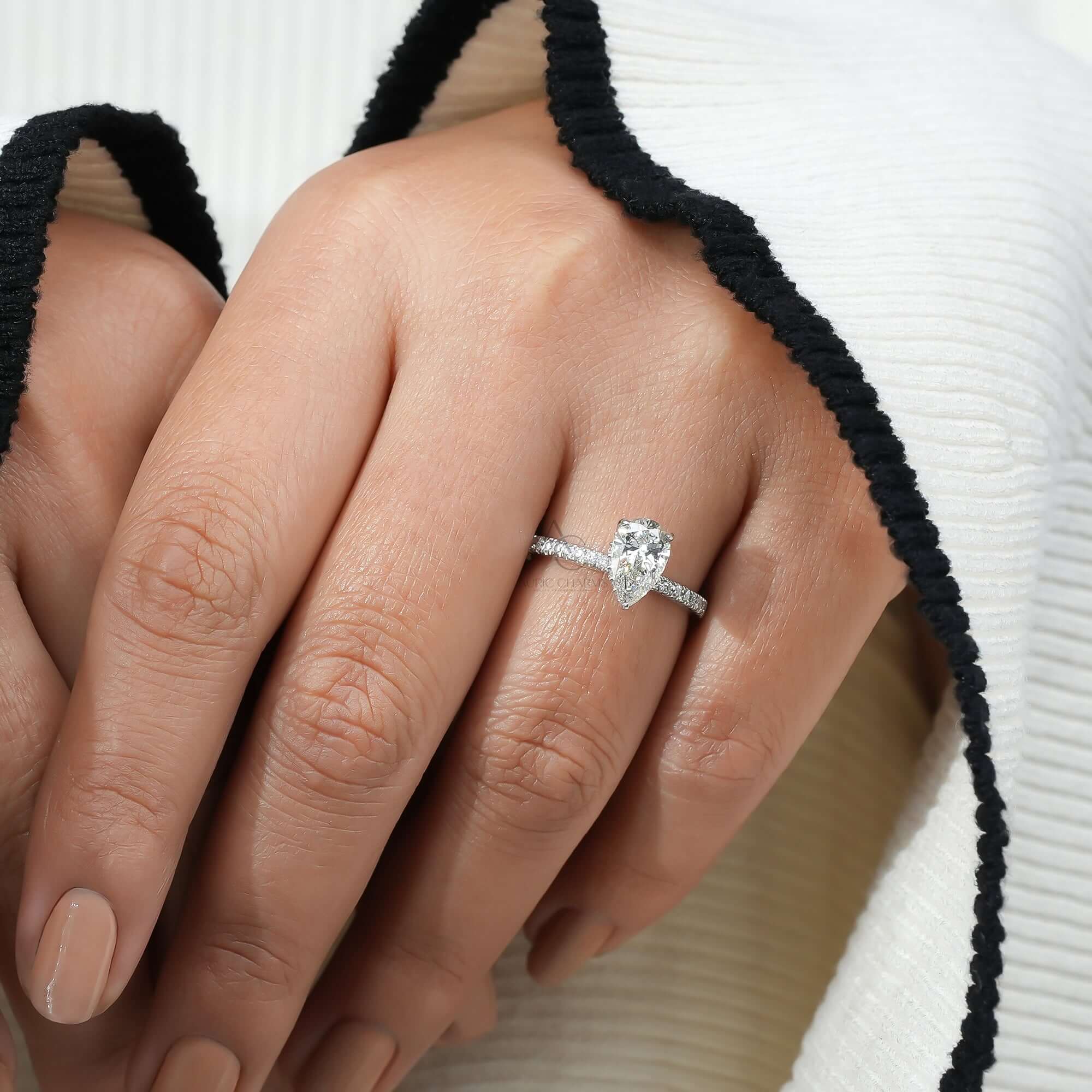 Seraphina Pear Pavé Lab‑Grown Diamond Ring