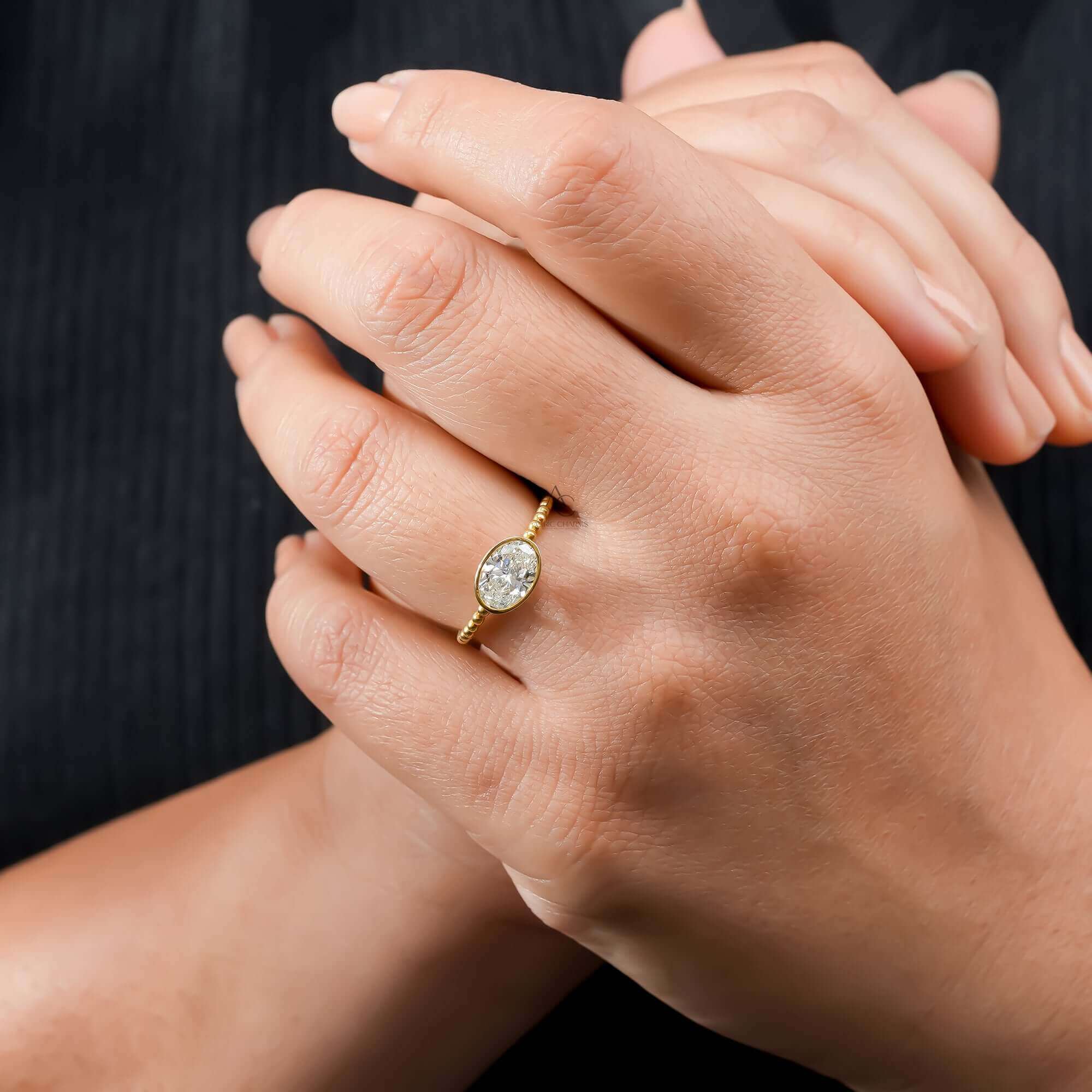 Classic Bezel Set Solitaire Oval Cut Lab Grown Diamond Engagement Ring