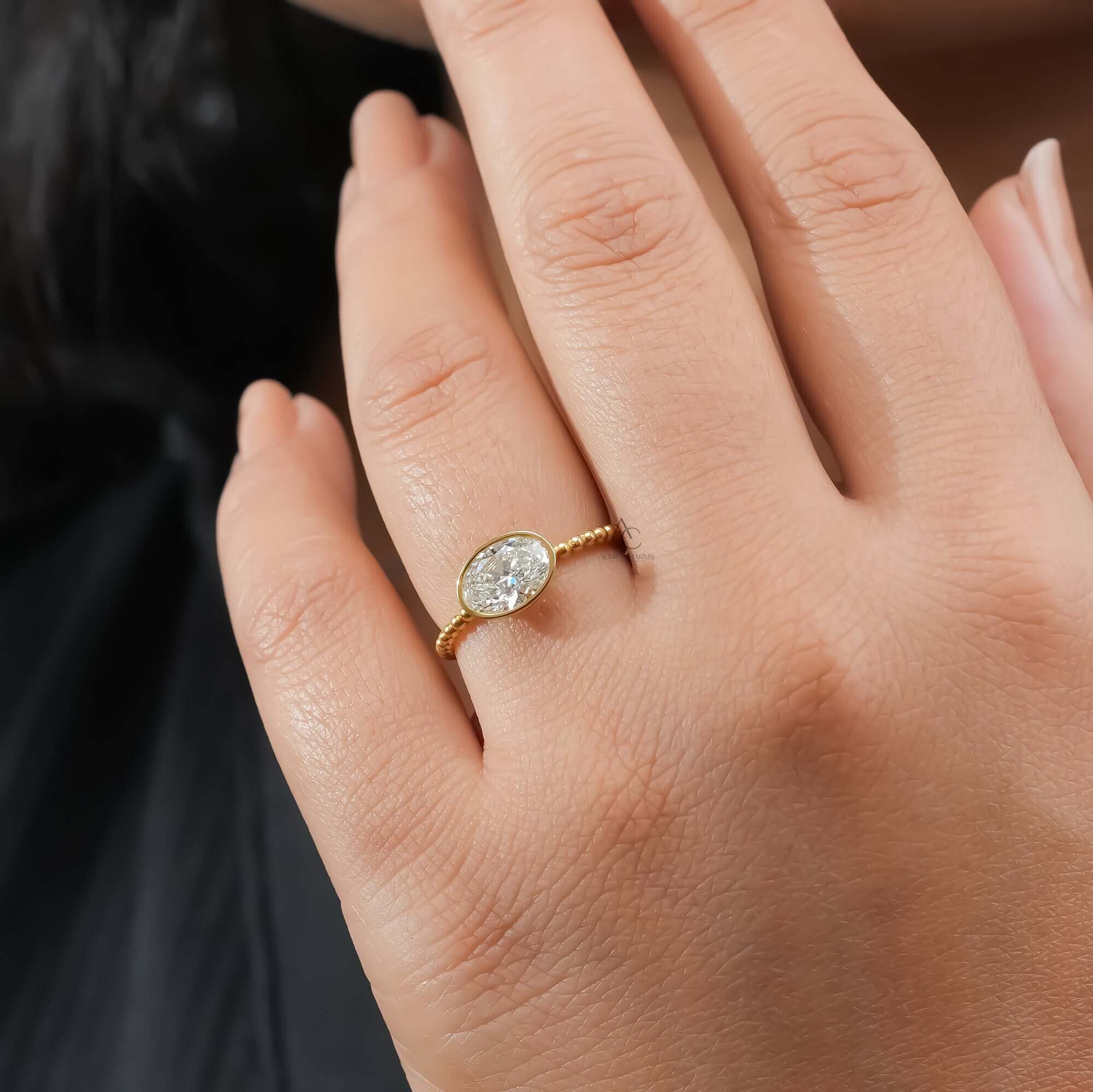 Classic Bezel Set Solitaire Oval Cut Lab Grown Diamond Engagement Ring