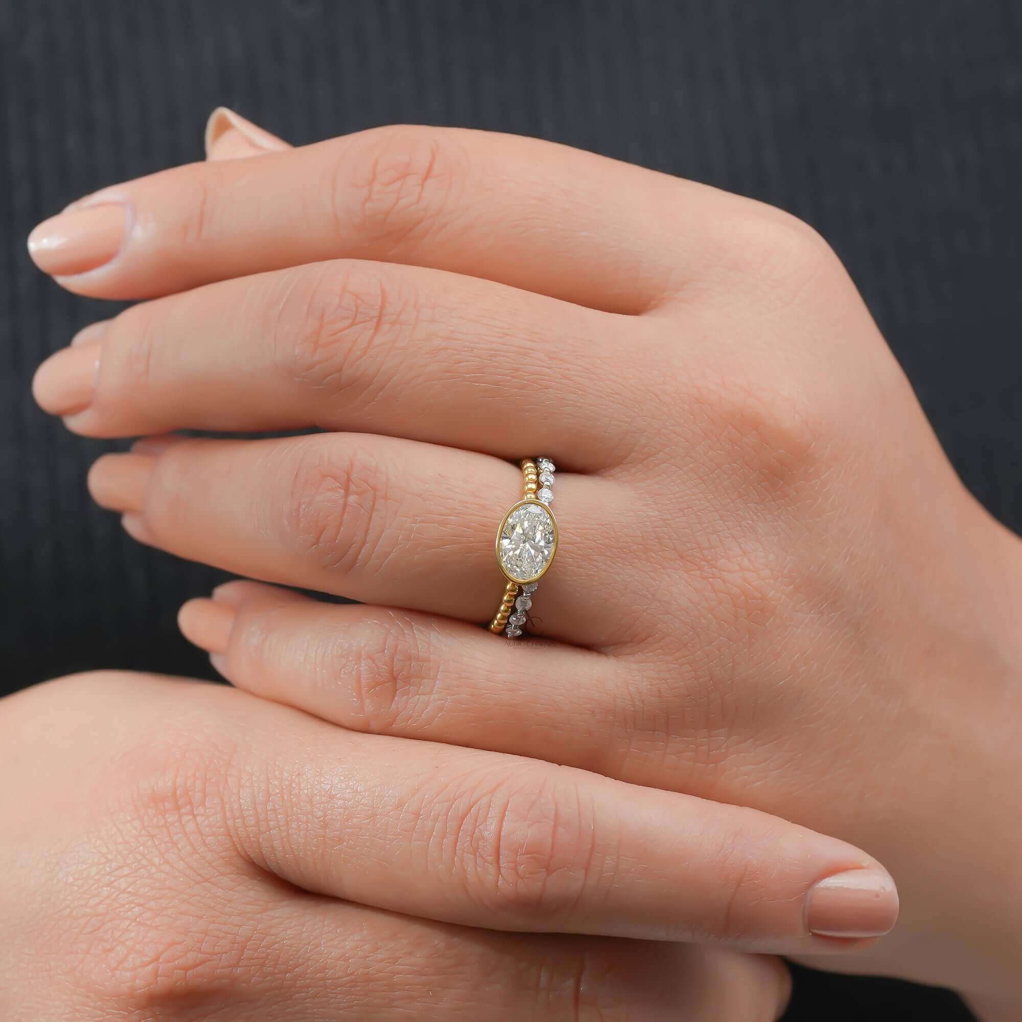 Classic Bezel Set Solitaire Oval Cut Lab Grown Diamond Engagement Ring