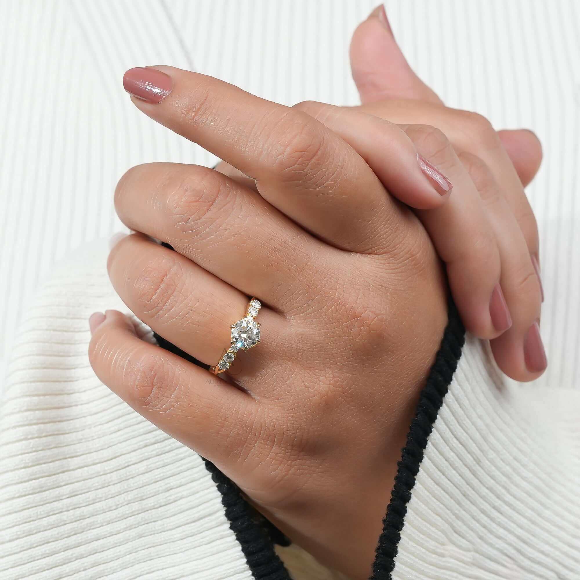 Aurelia Round Cut Pavé Diamond Ring