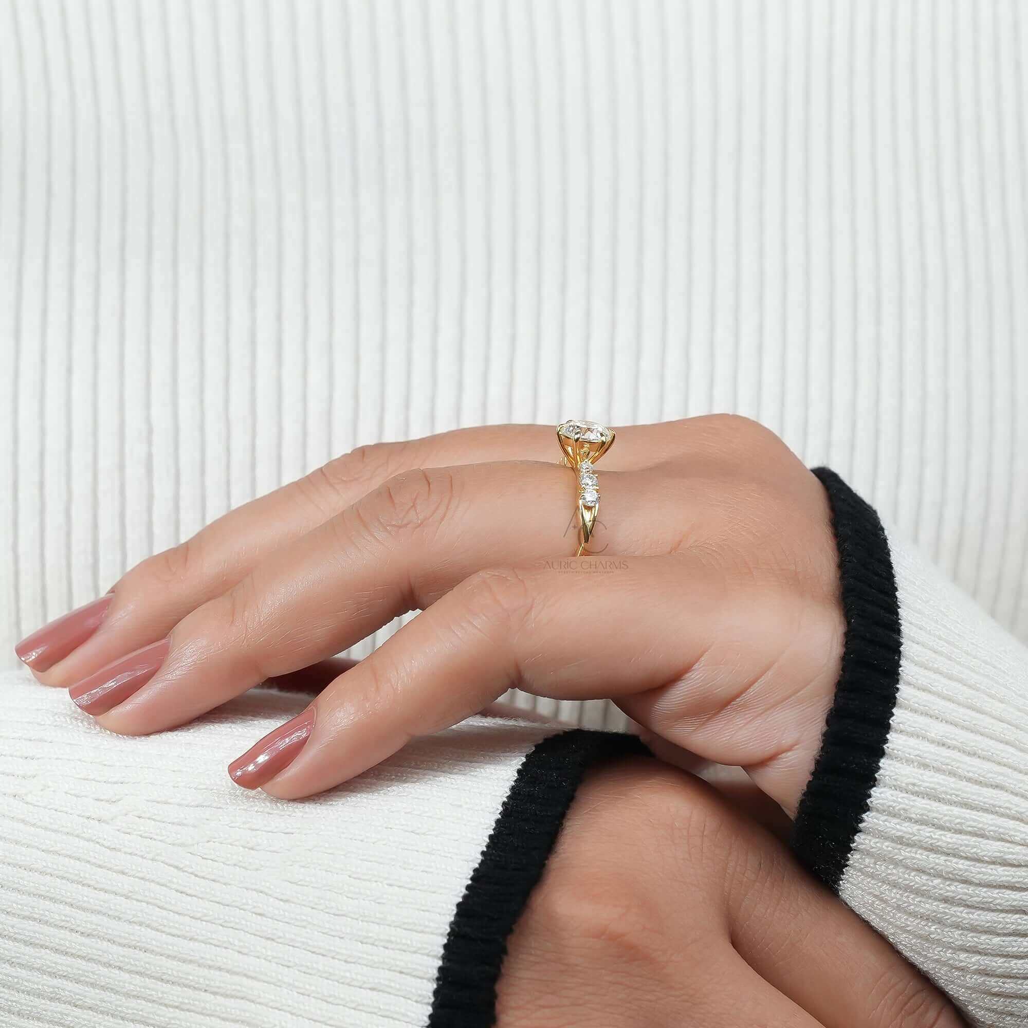 Aurelia Round Cut Pavé Diamond Ring