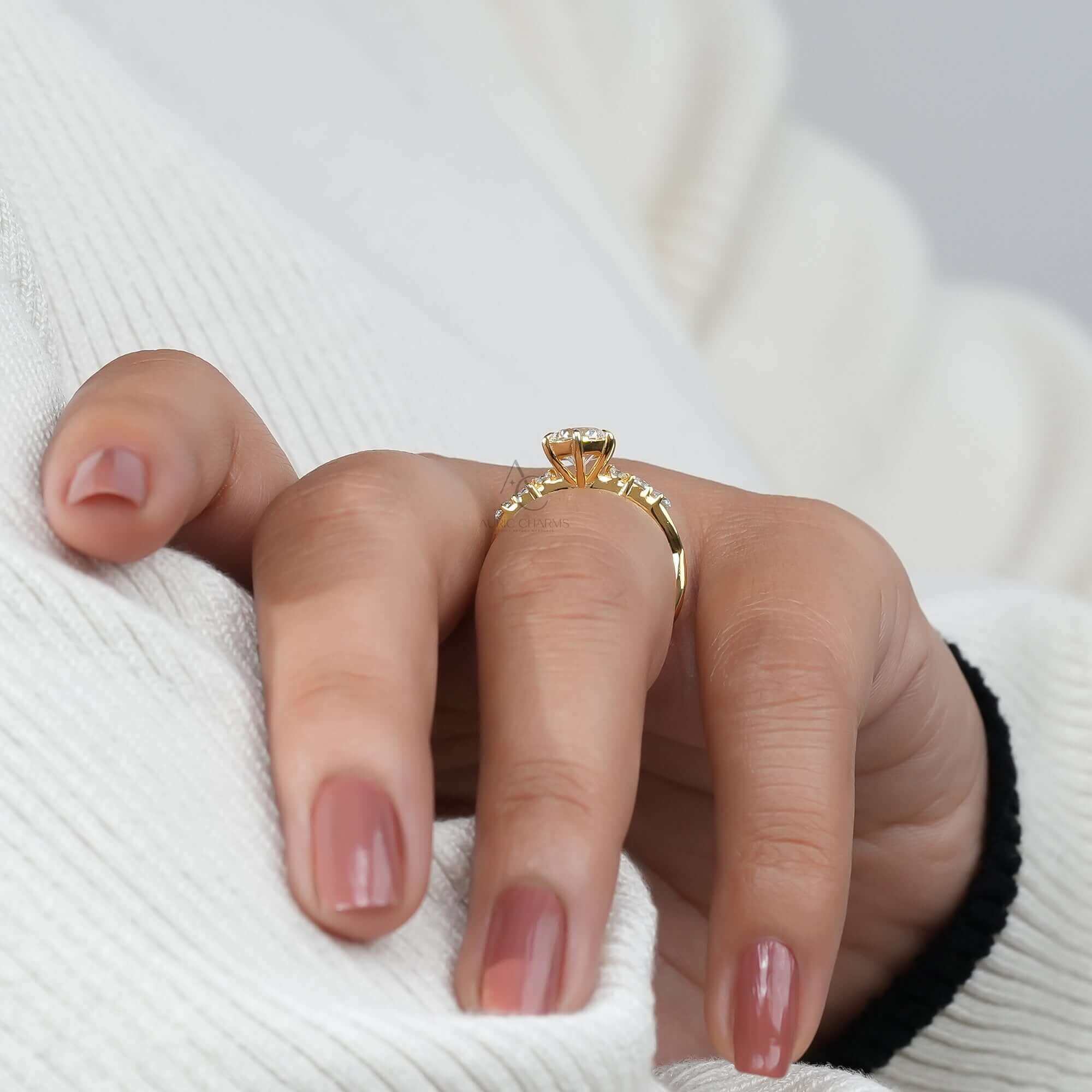 Aurelia Round Cut Pavé Diamond Ring