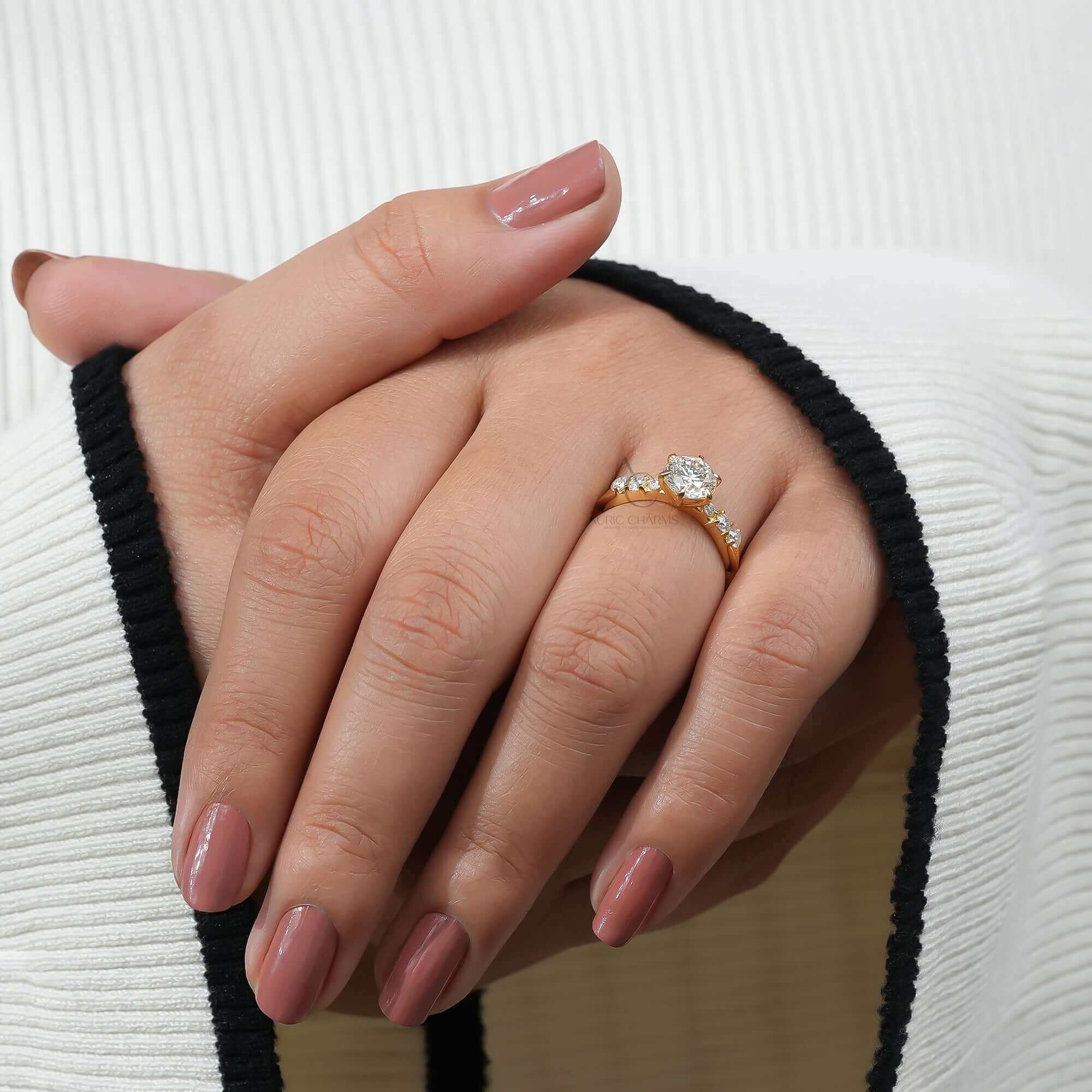 Aurelia Round Cut Pavé Diamond Ring