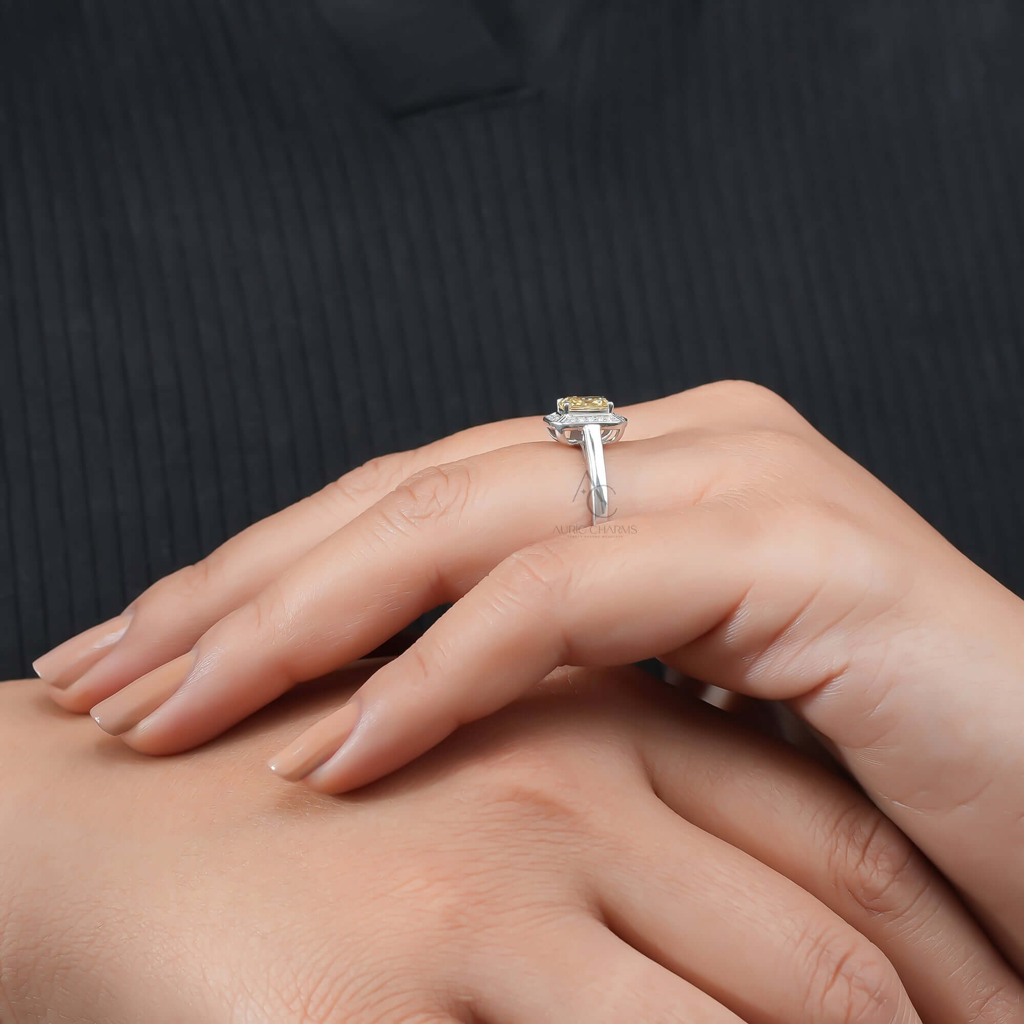 Monroe Radiant Yellow Vintage Halo Diamond Ring