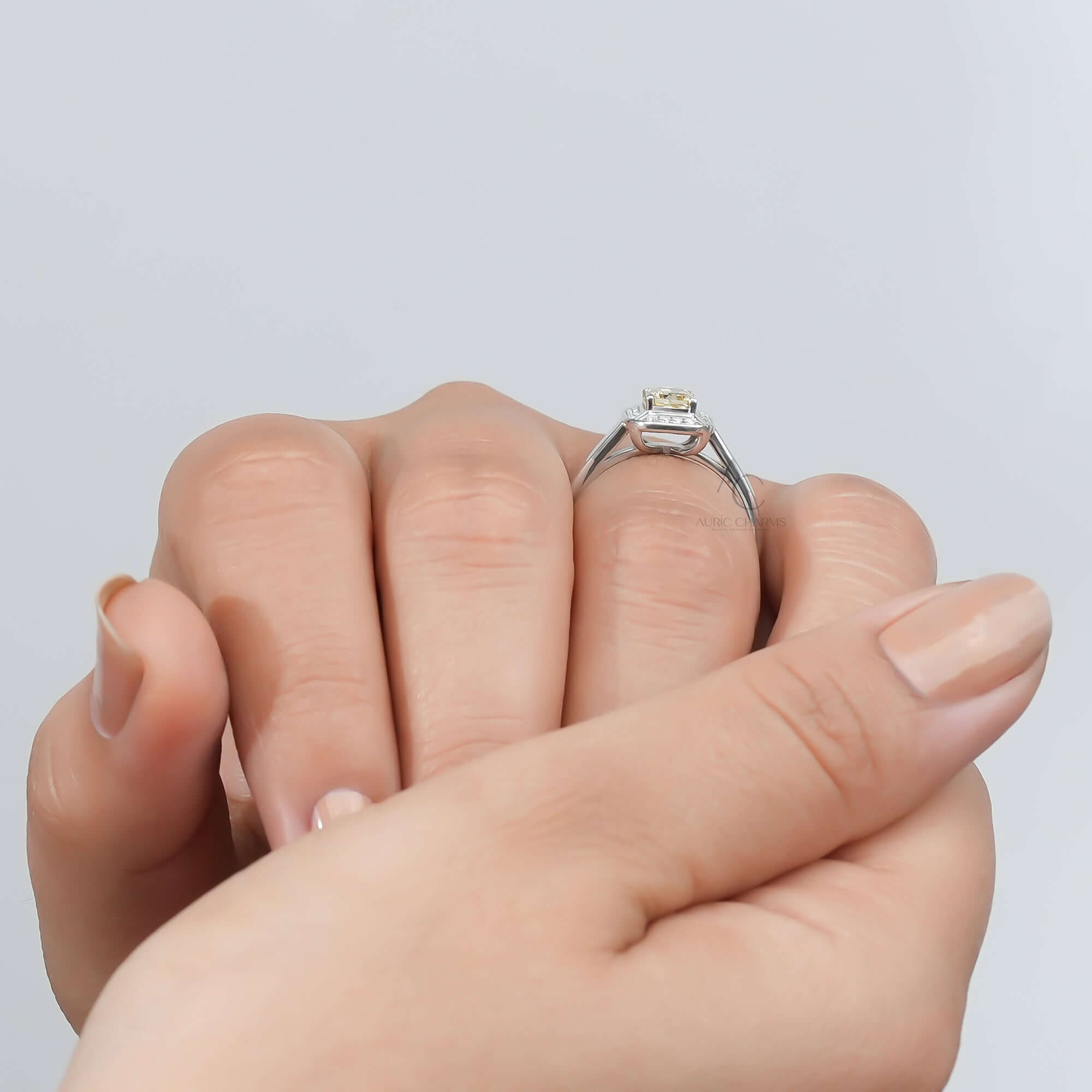 Monroe Radiant Yellow Vintage Halo Diamond Ring