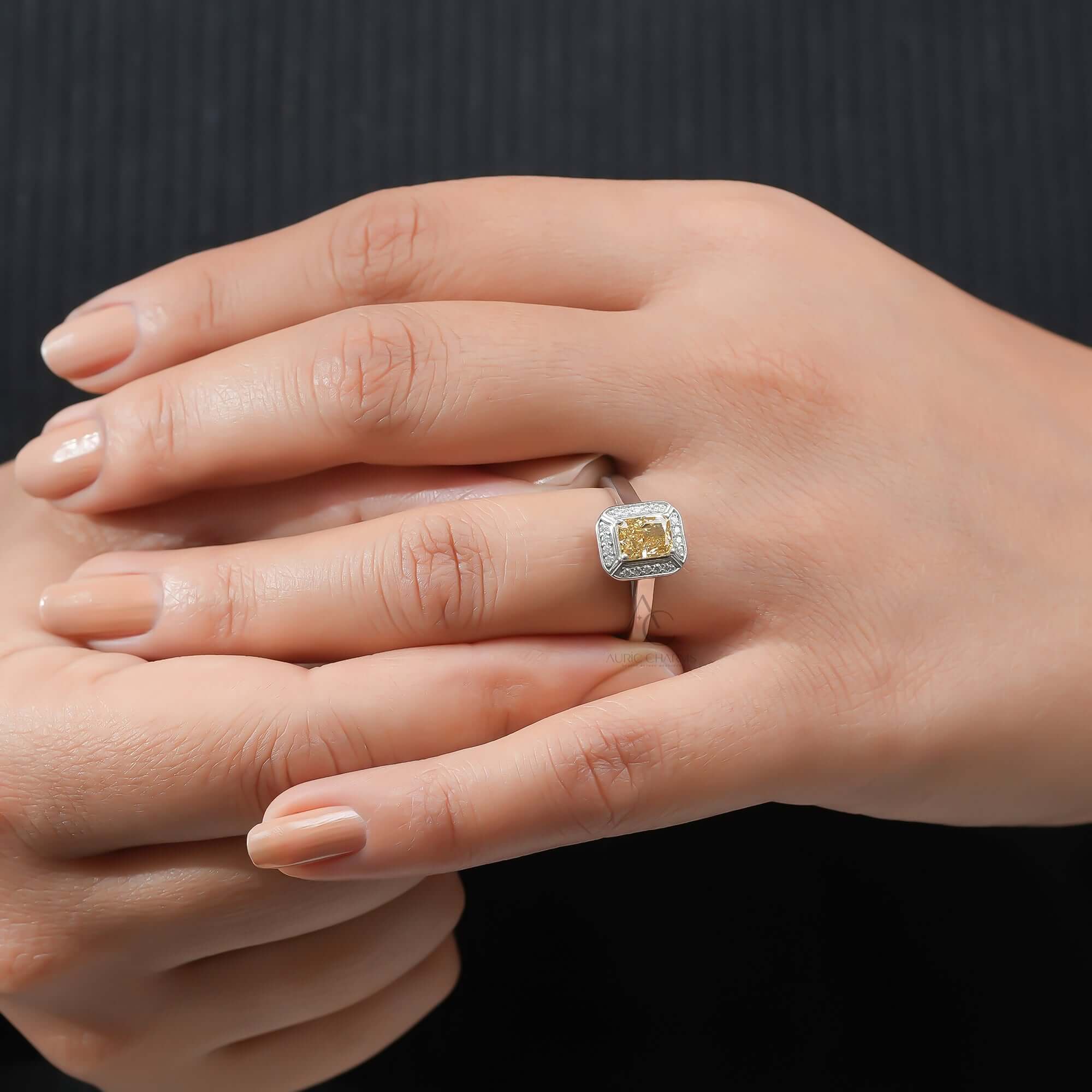 Monroe Radiant Yellow Vintage Halo Diamond Ring