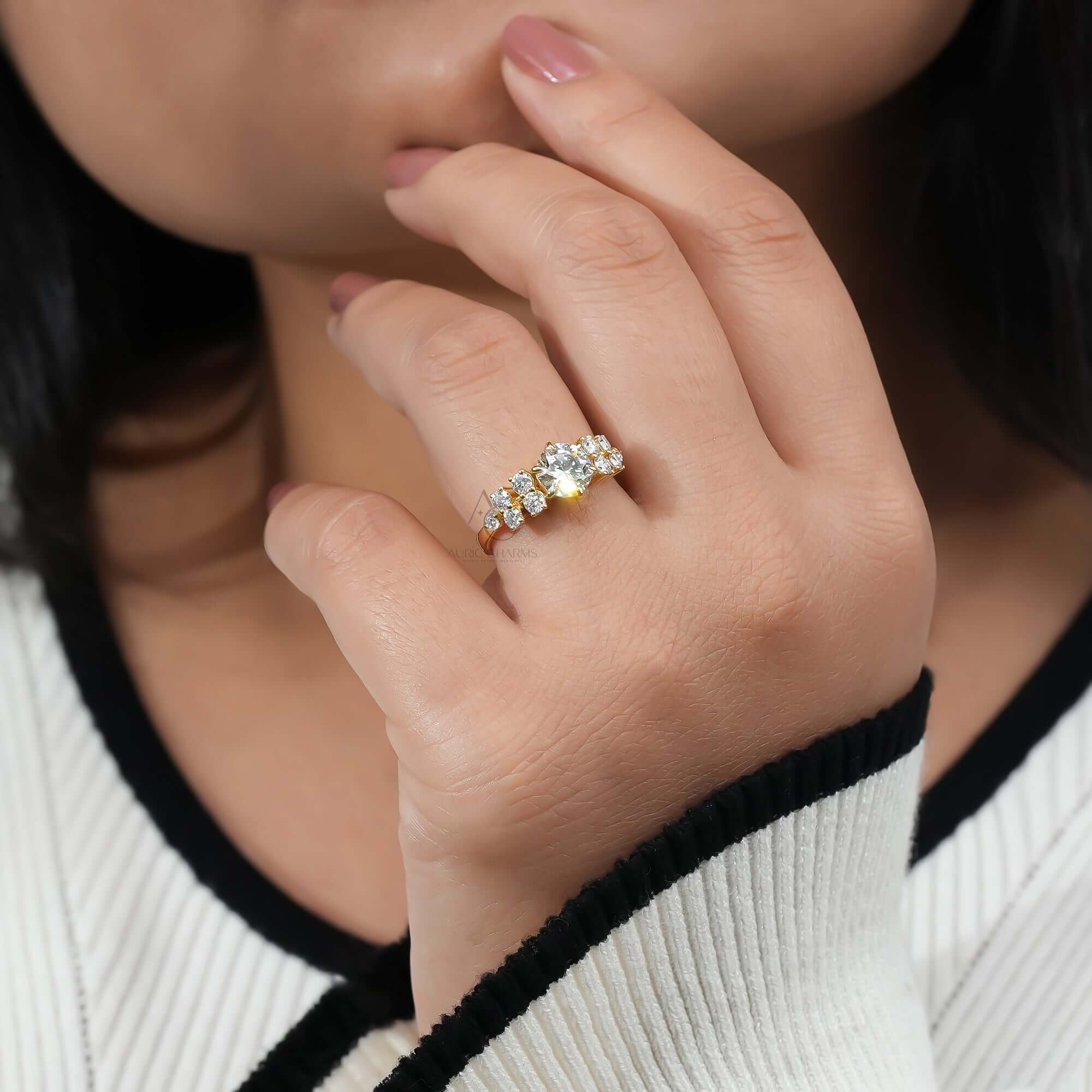 Celestia Round Diamond Celebrity Engagement Ring