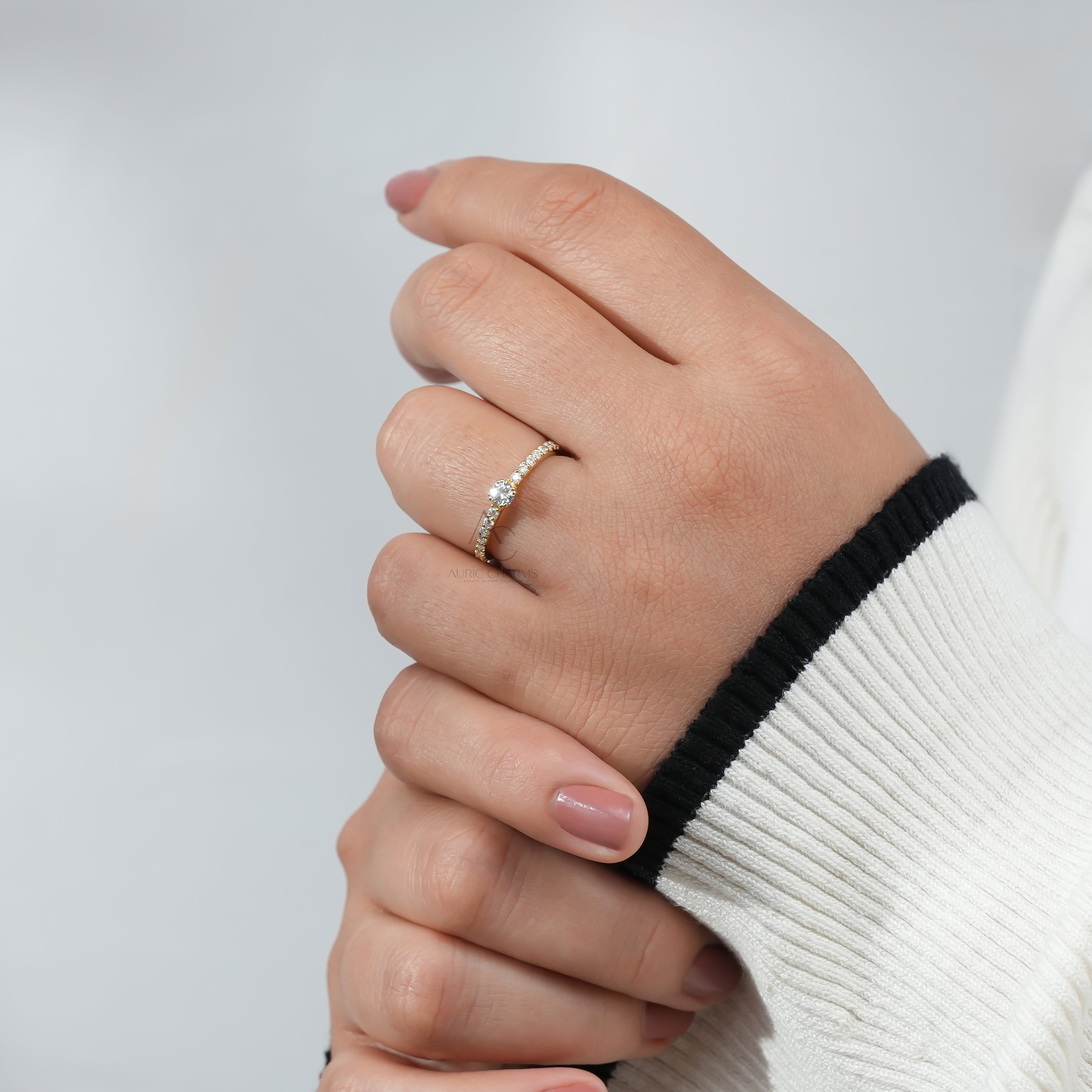 Aurora Halo Round Brilliant Lab-Grown Diamond Ring