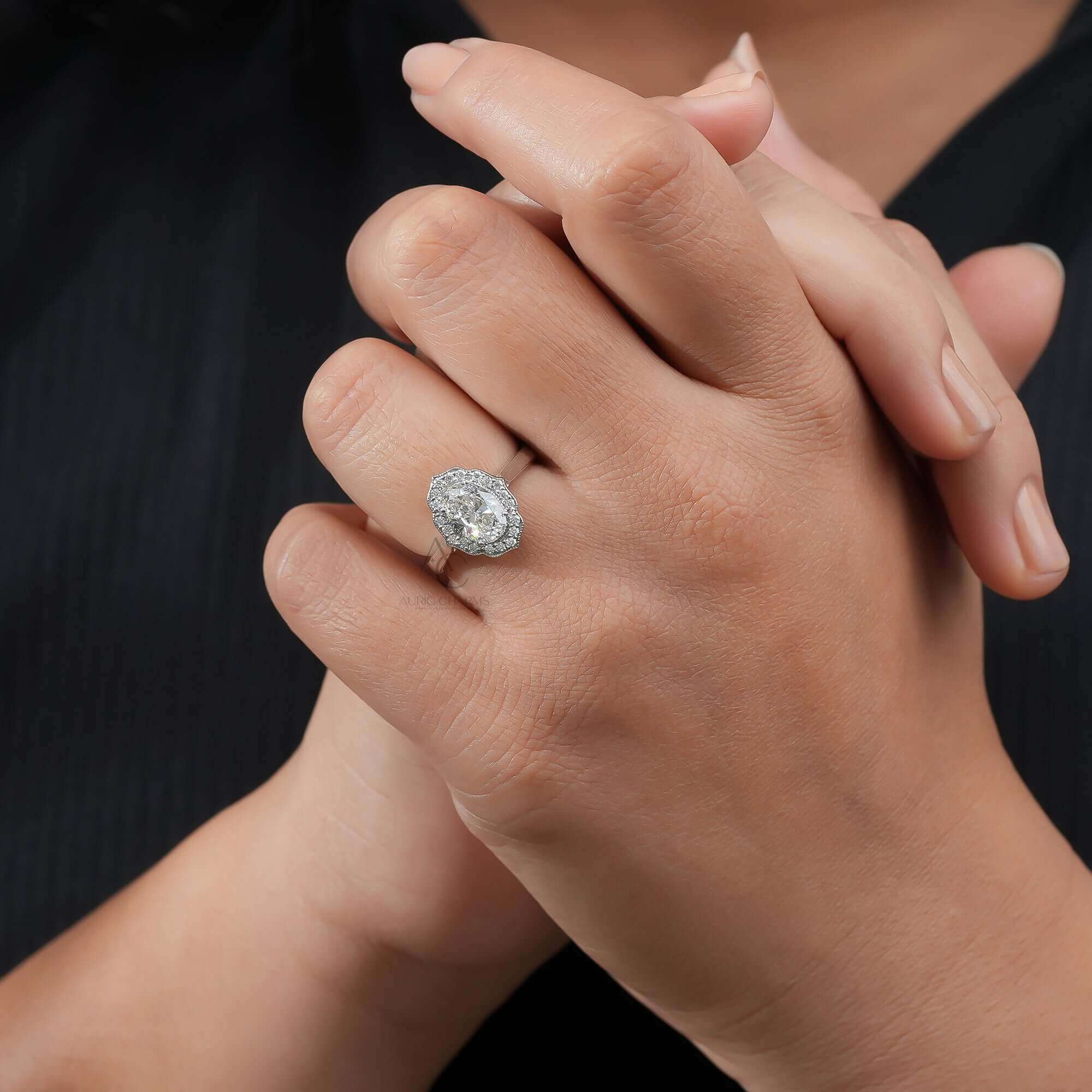 Elara Oval Halo Lab-Grown Engagement Ring