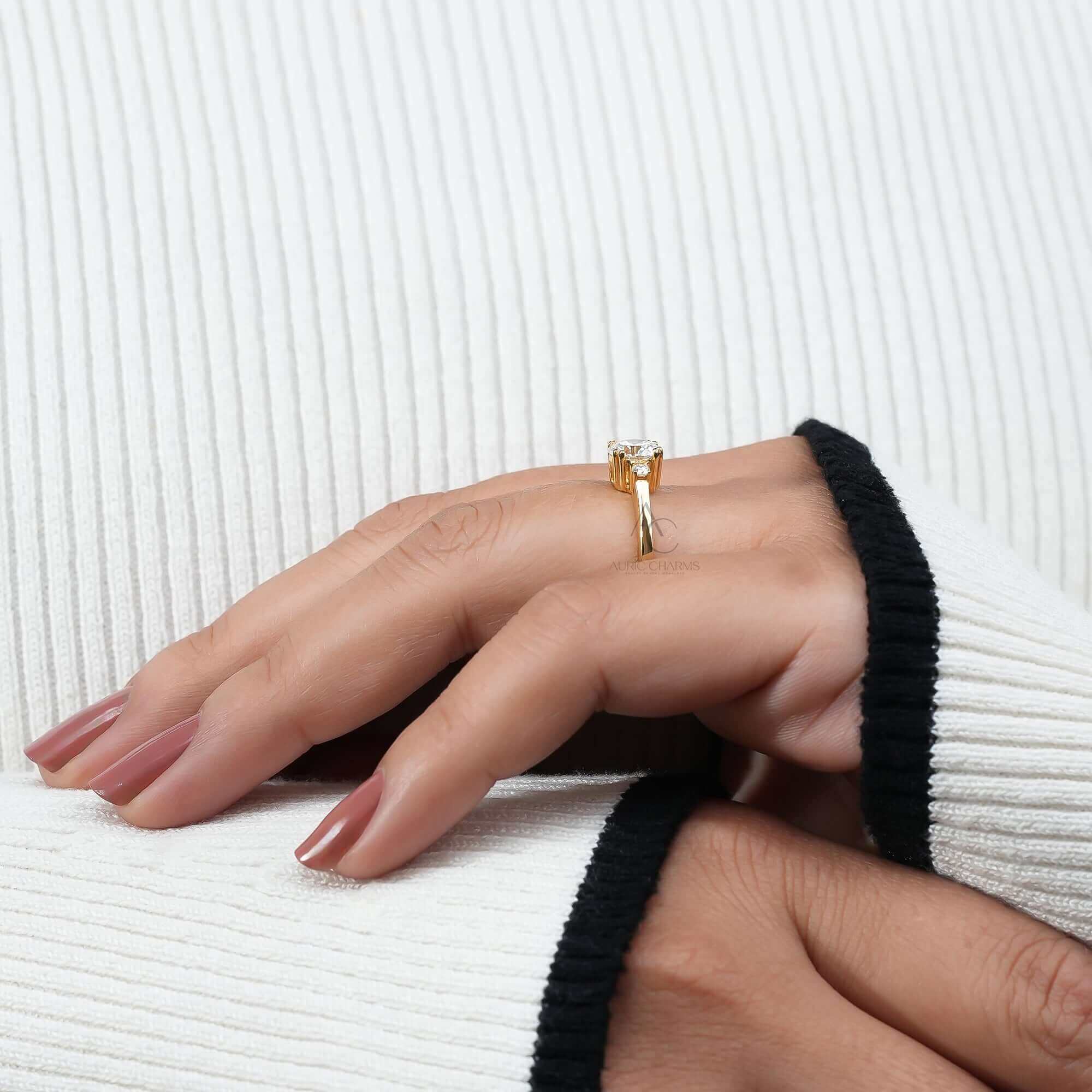 Triluna Three‑Stone Round Brilliant Lab‑Grown Diamond Ring