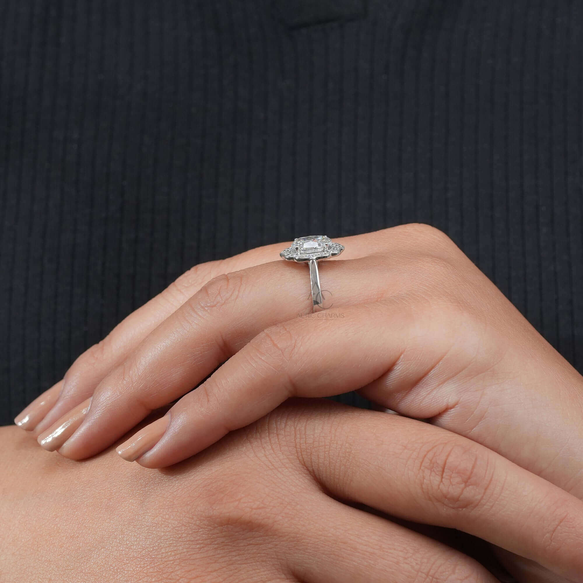 Elara Oval Halo Lab-Grown Engagement Ring