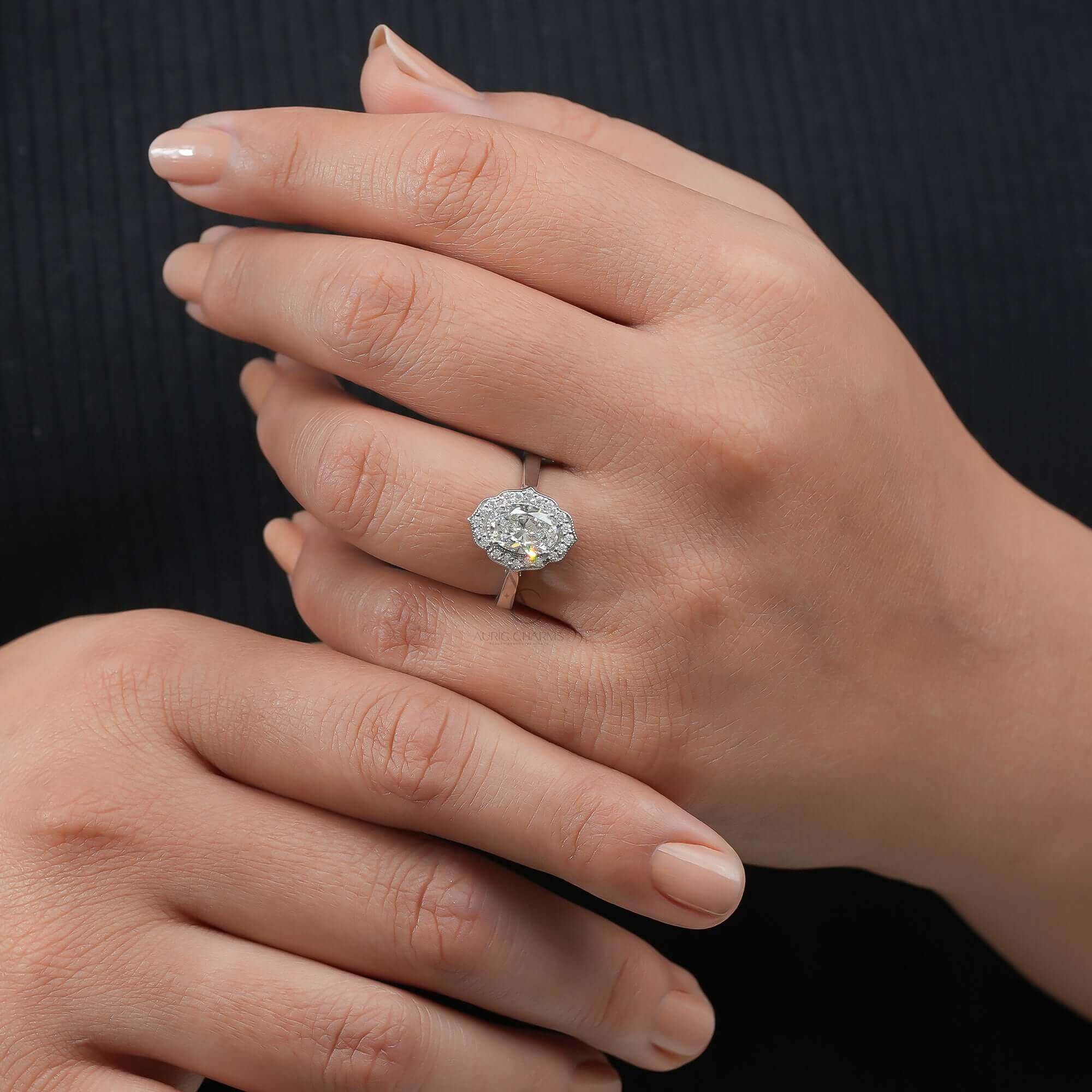 Elara Oval Halo Lab-Grown Engagement Ring